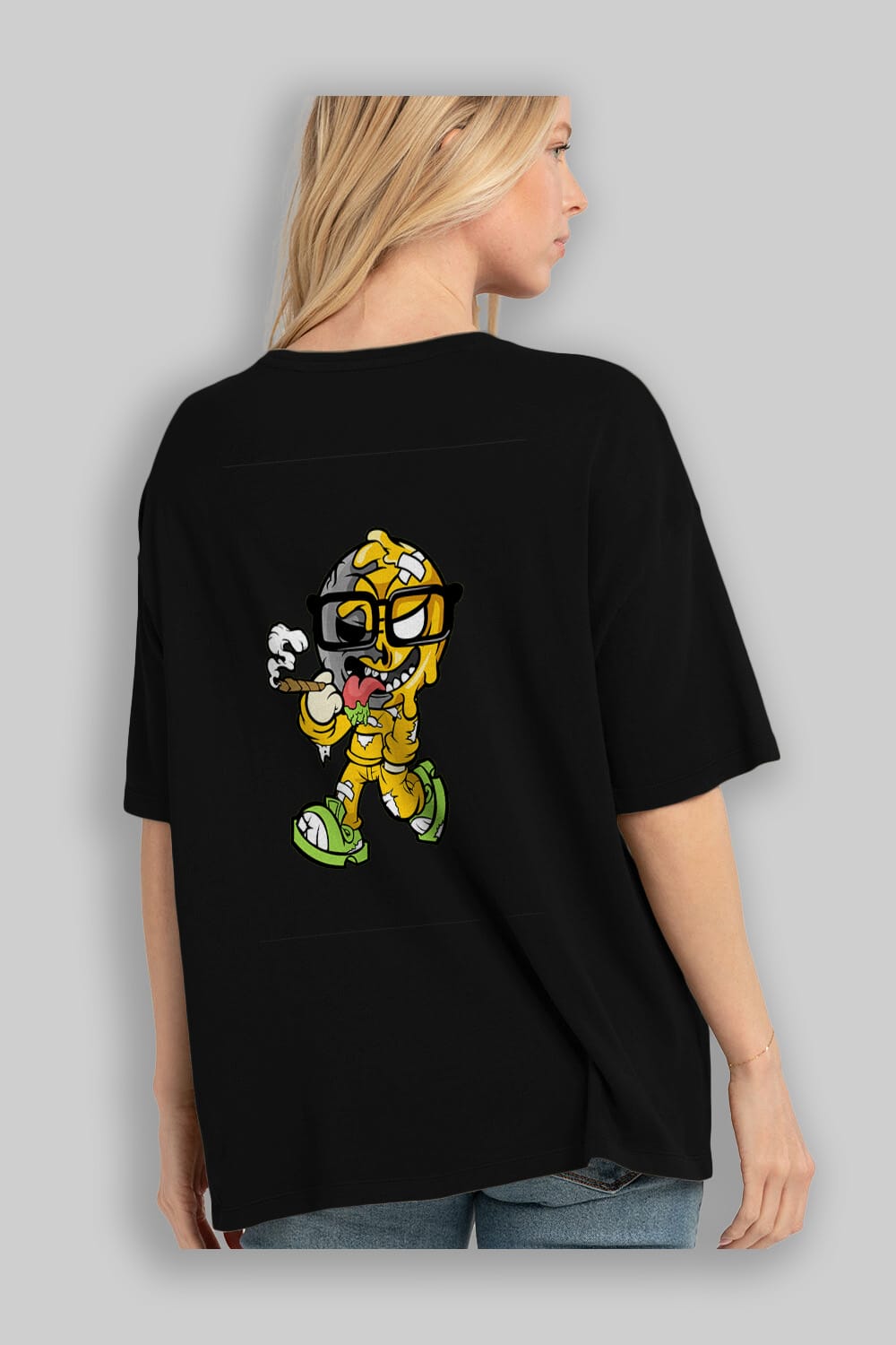 Eyeball Smoker Arka Baskılı Oversize t-shirt Erkek Kadın Unisex %100 Pamuk tişort