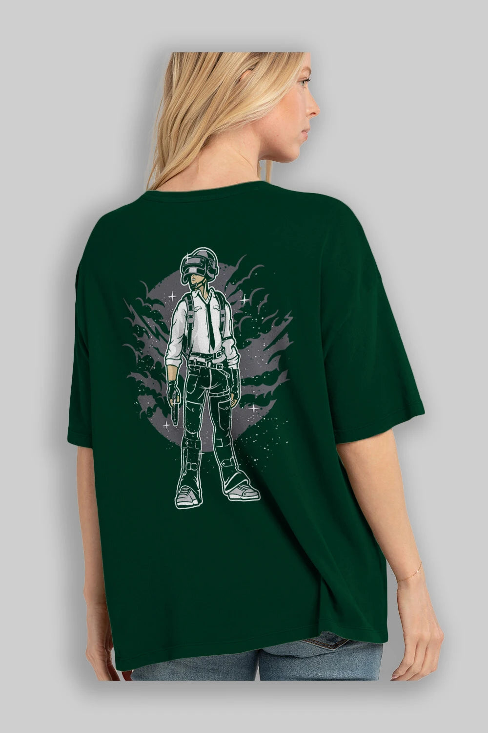 PUBG Arka Baskılı Oversize t-shirt Erkek Kadın Unisex %100 Pamuk