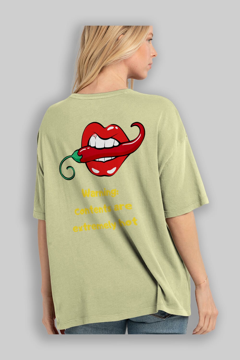 Warning Contents Yazılı Arka Baskılı Oversize t-shirt Erkek Kadın Unisex