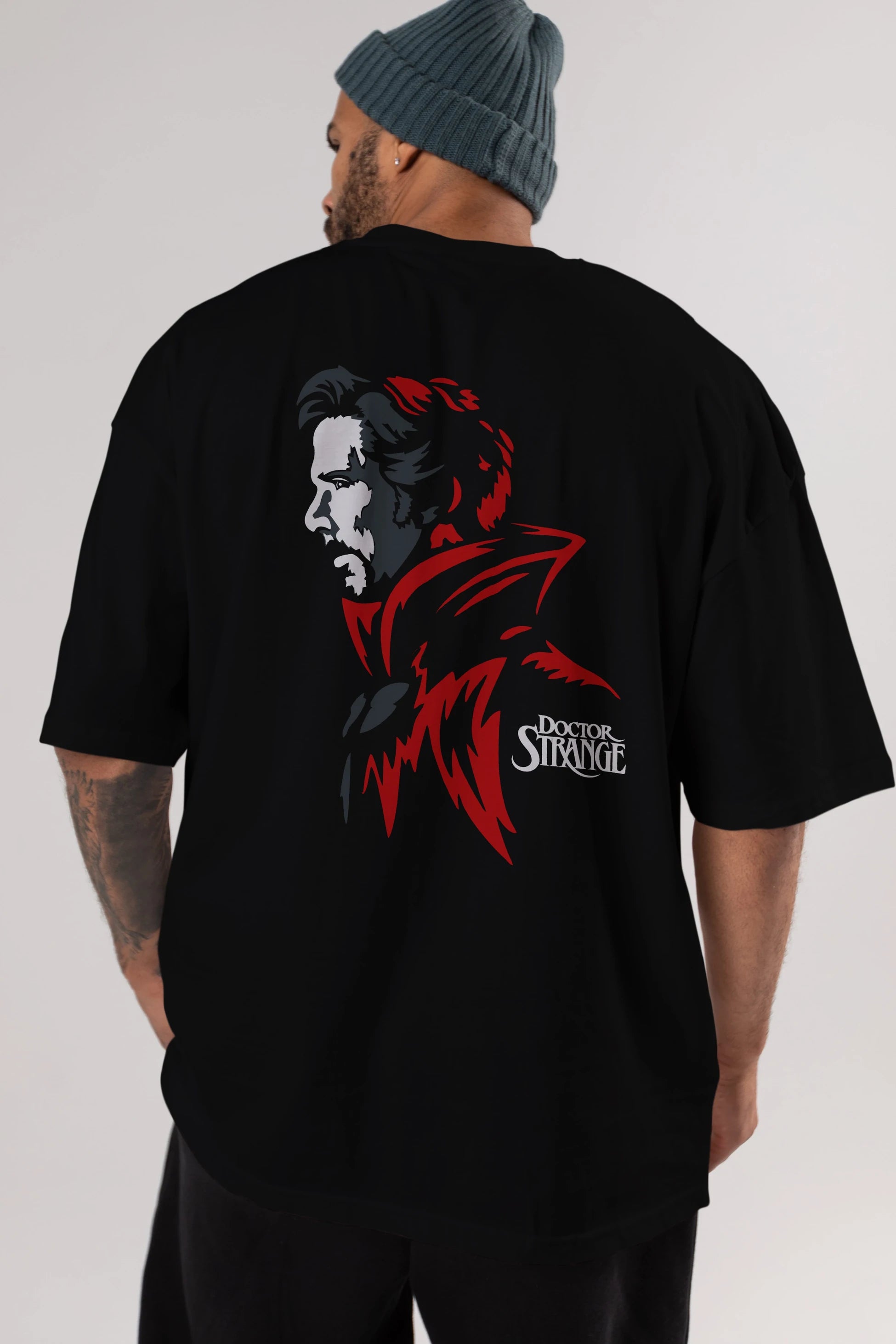 Doctor Strange (2) Arka Baskılı Oversize t-shirt Erkek Kadın Unisex %100 Pamuk Bisiklet Yaka tişort