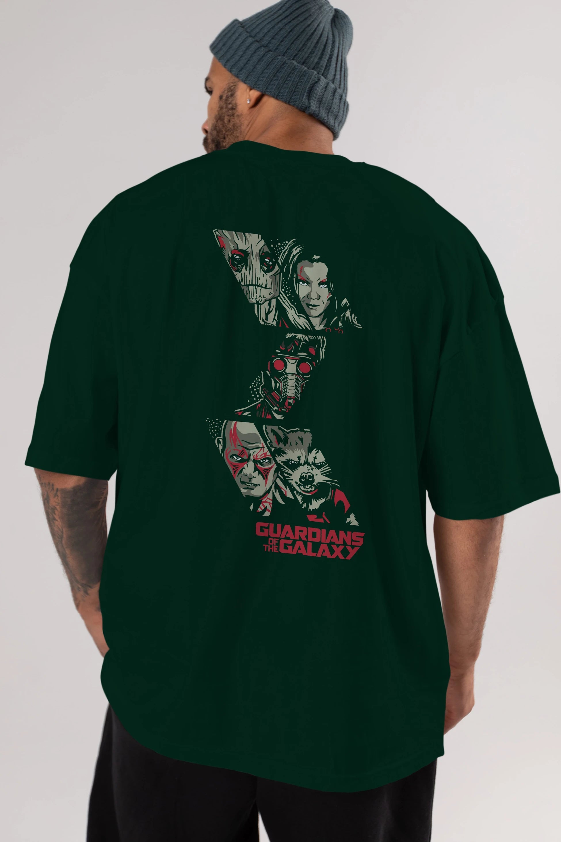 Guardians of The Galaxy (2) Arka Baskılı Oversize t-shirt Erkek Kadın Unisex %100 Pamuk Bisiklet Yaka tişort