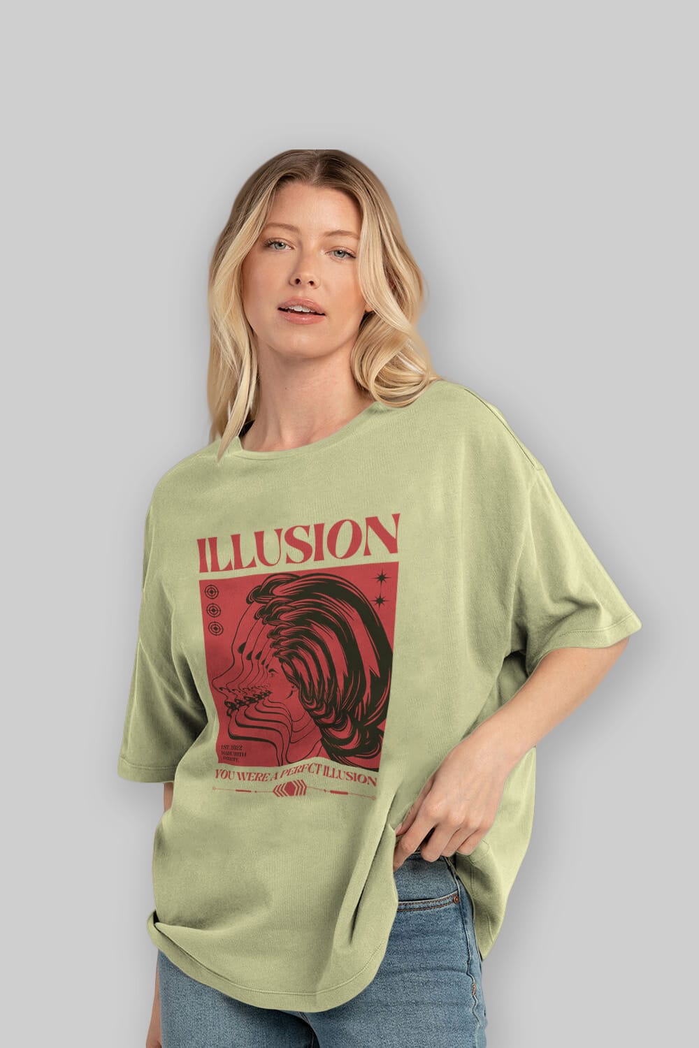 Illusion Streetwear Ön Baskılı Oversize t-shirt Erkek Kadın Unisex