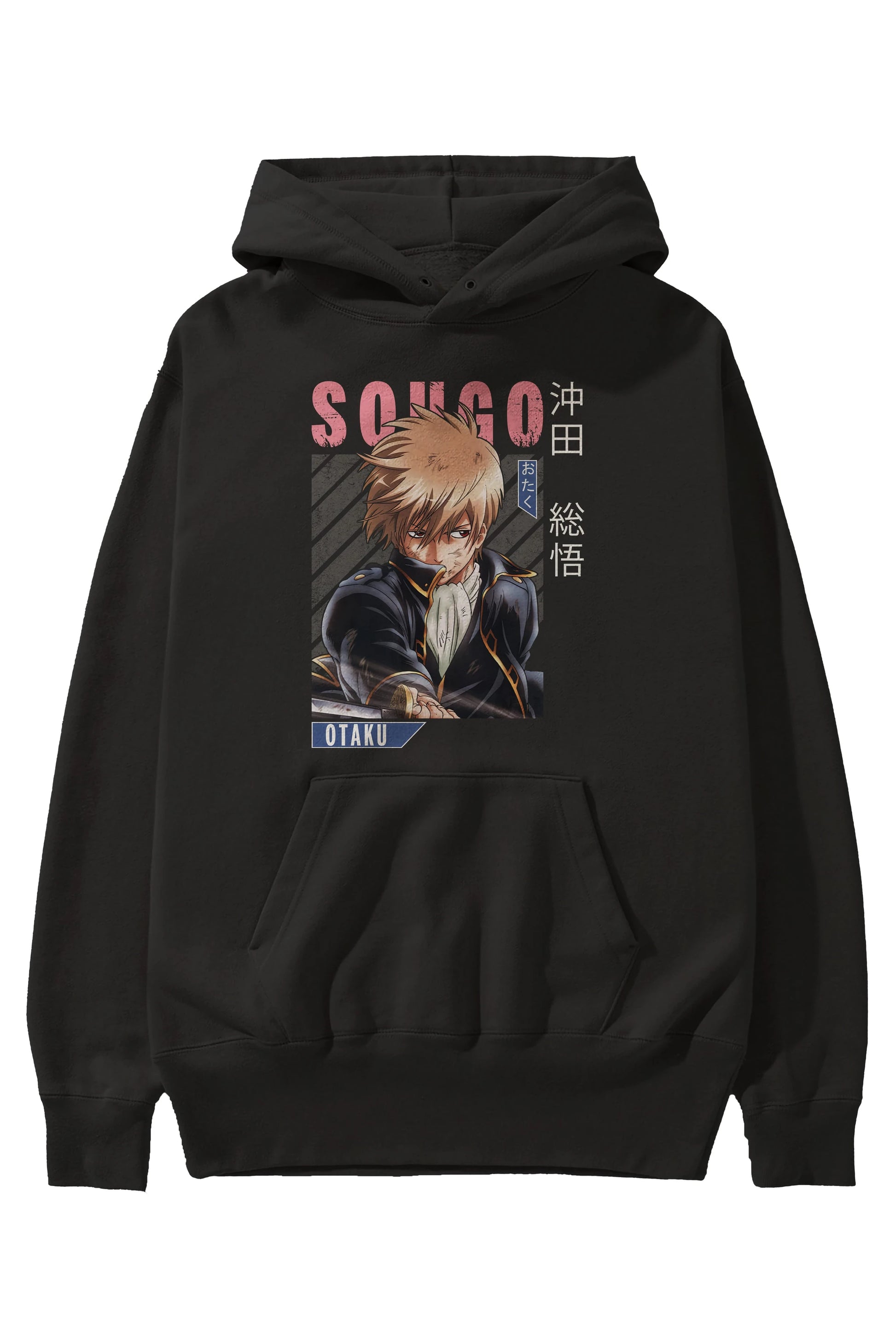 Sougo Okita GINTAMA Anime Ön Baskılı Hoodie Oversize Kapüşonlu Sweatshirt Erkek Kadın Unisex