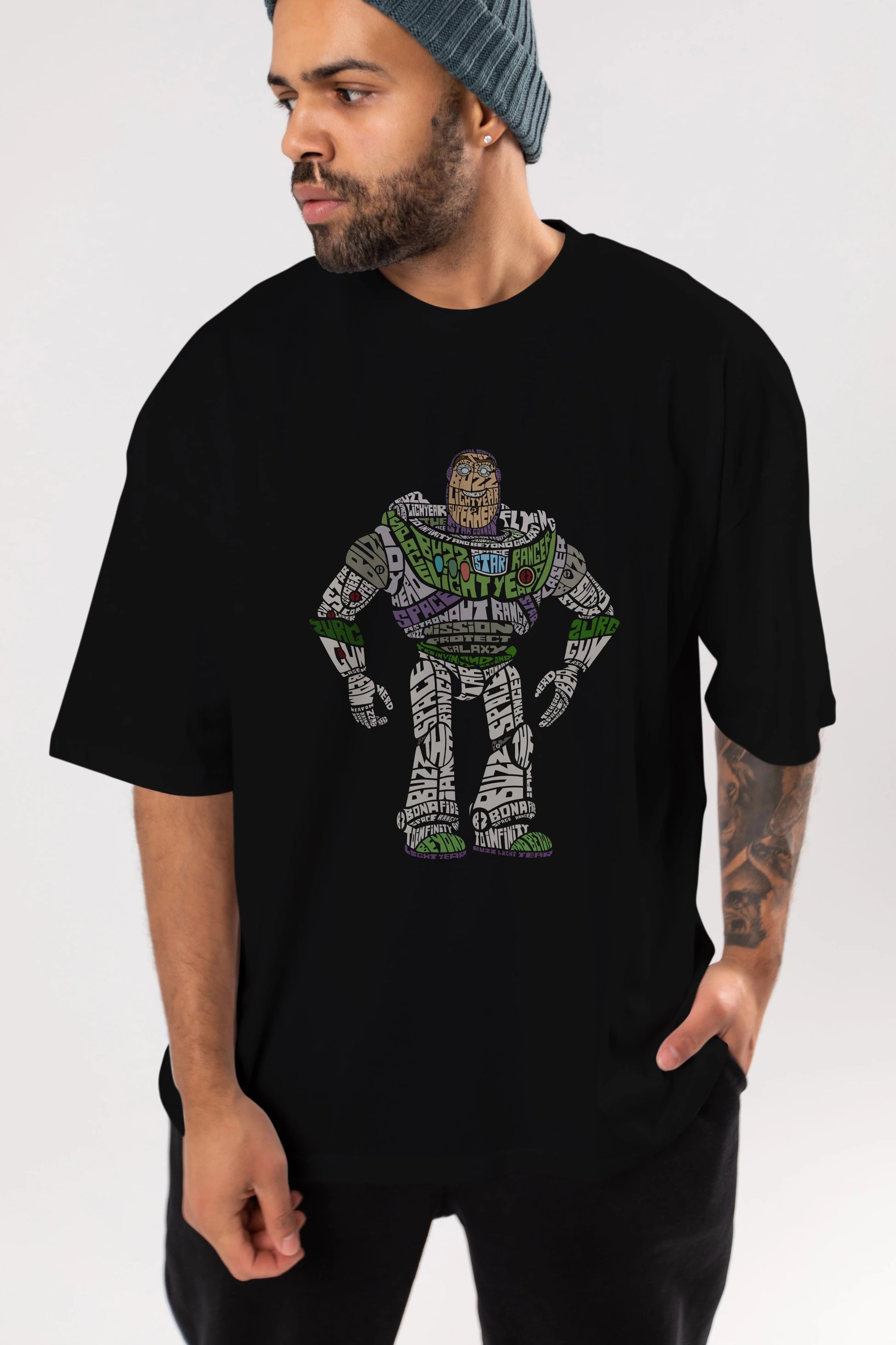 Buzz Ön Baskılı Oversize t-shirt %100 pamuk Erkek Kadın Unisex