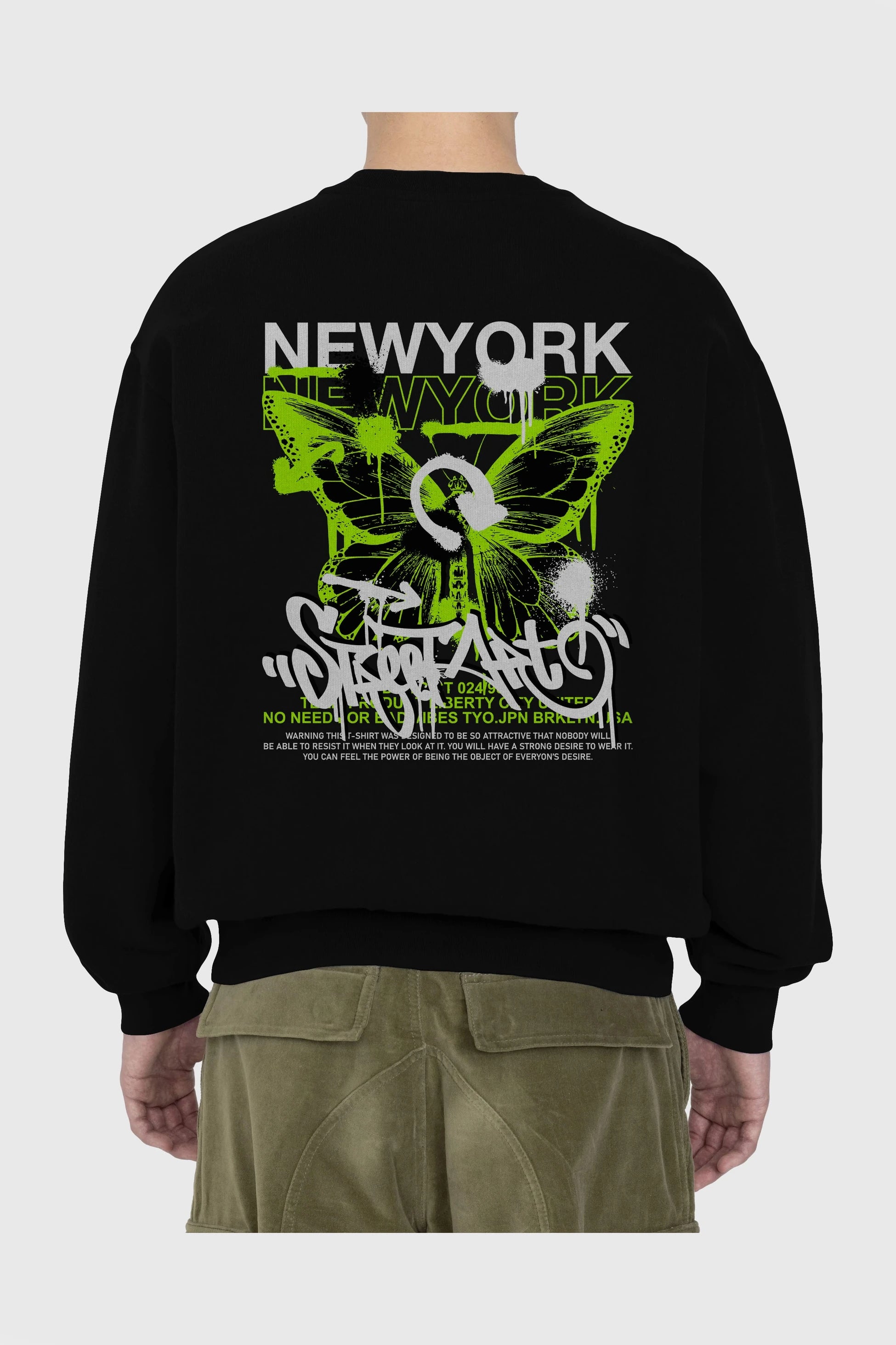 New York Street Style Arka Baskılı Oversize Sweatshirt Erkek Kadın Unisex