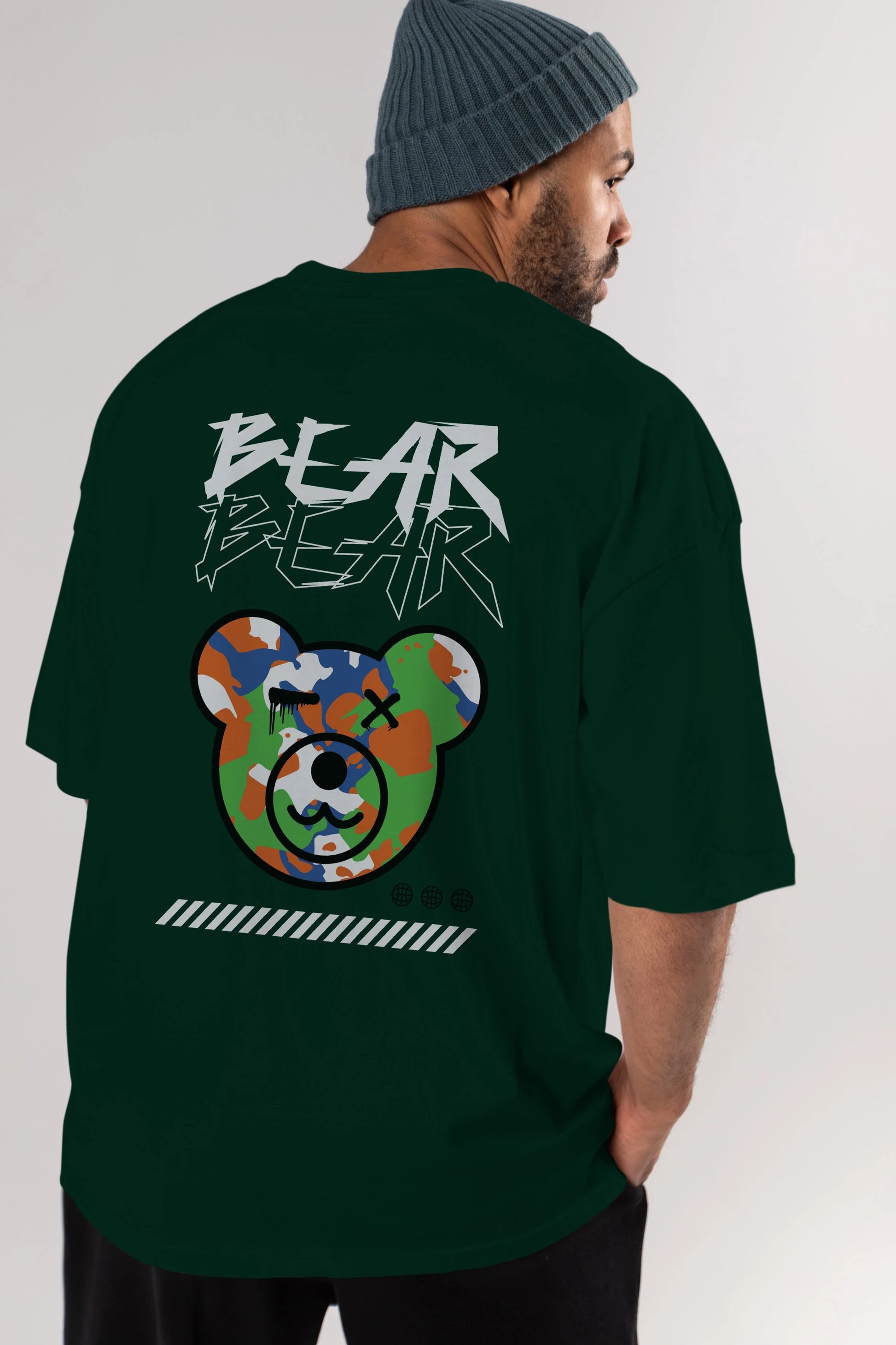 Bear Bear Arka Baskılı Oversize t-shirt Erkek Kadın Unisex