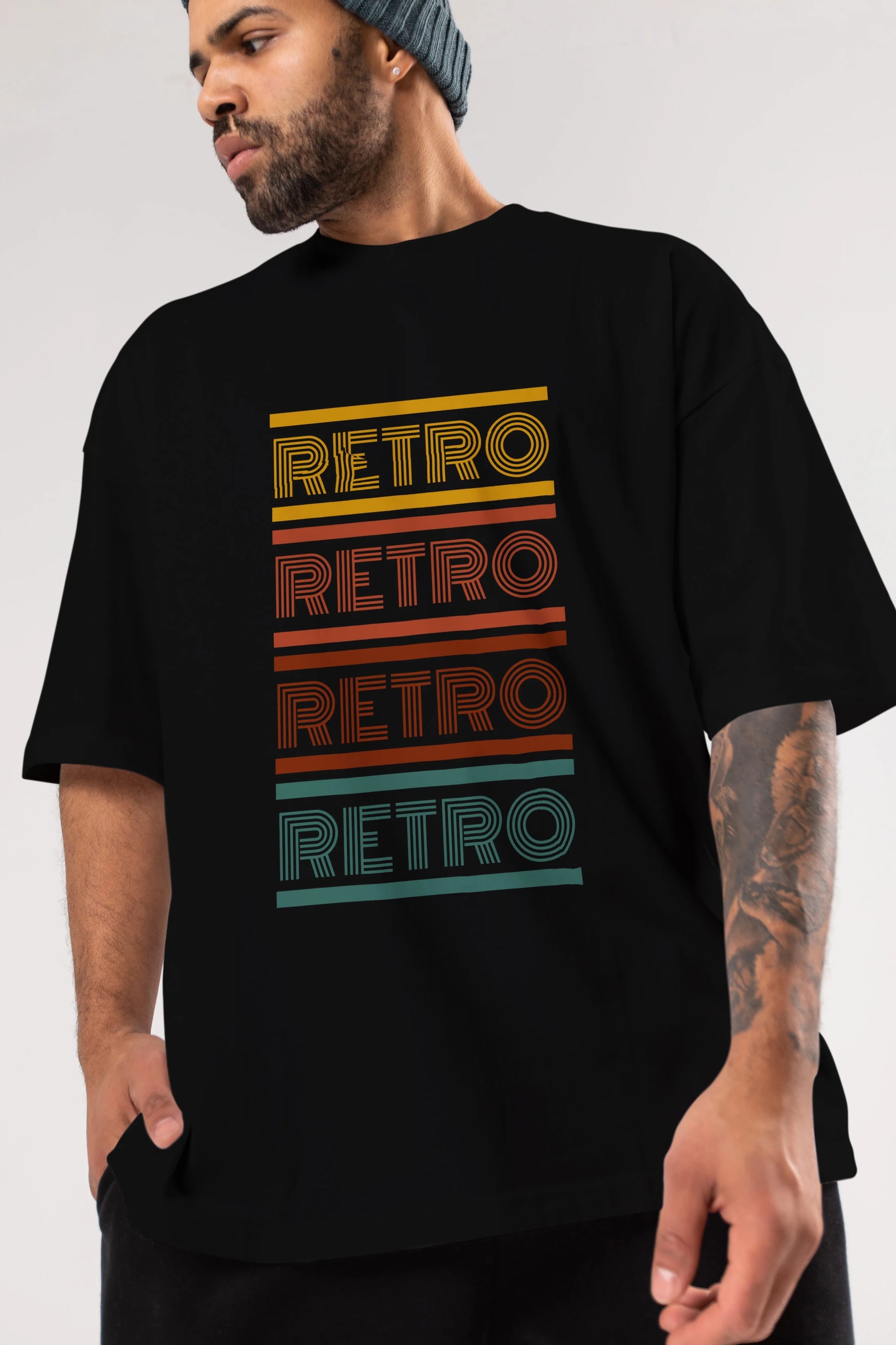 Retro Yazılı Ön Baskılı Oversize t-shirt Erkek Kadın Unisex