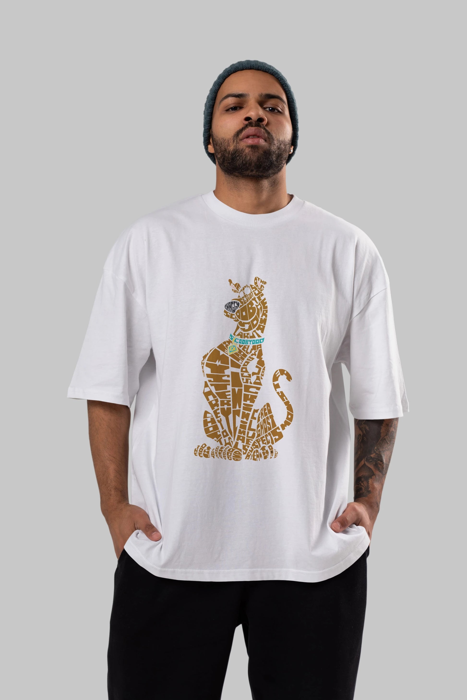 Scooby Doo Ön Baskılı Oversize t-shirt %100 pamuk Erkek Kadın Unisex