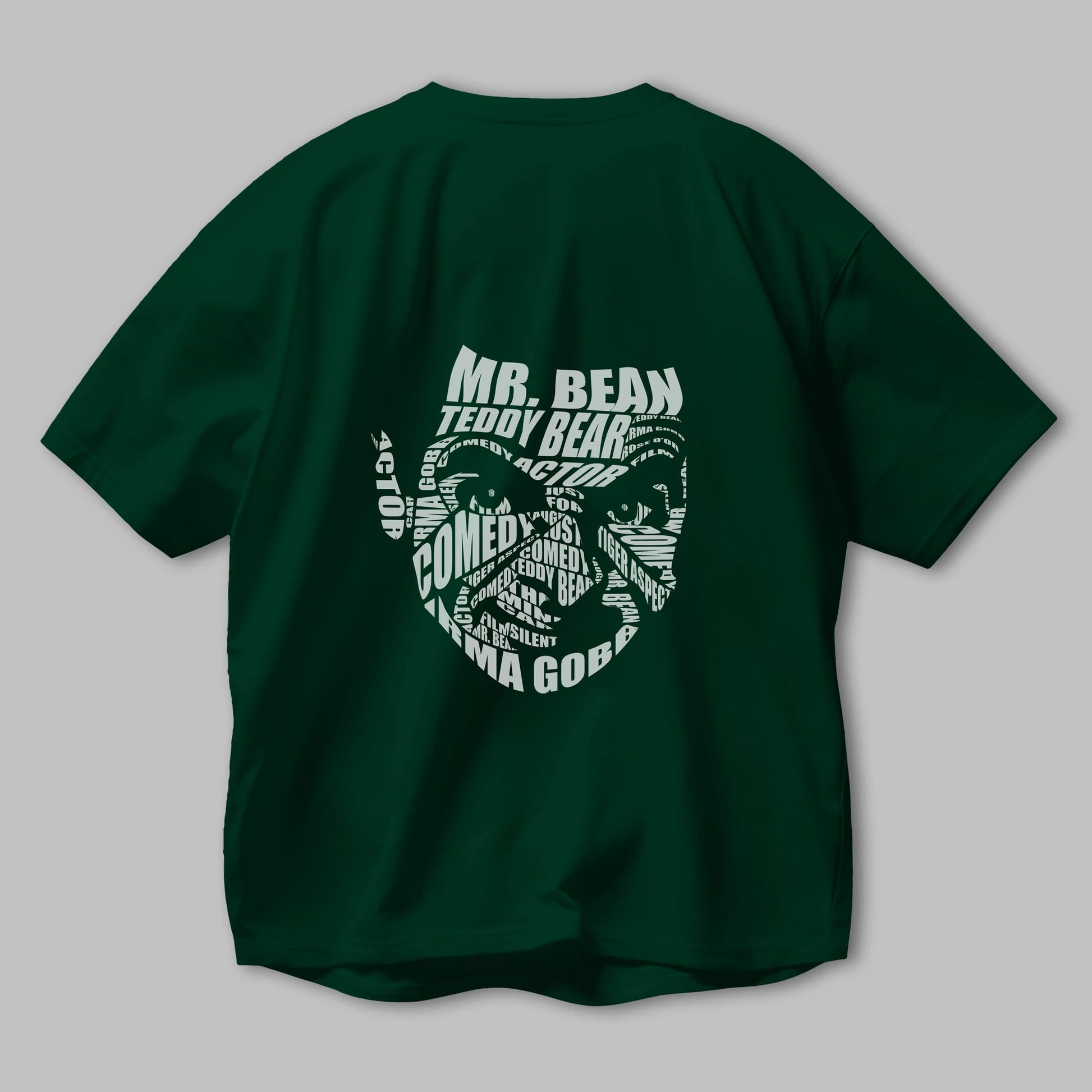 Mr Bean Calligram Arka Baskılı Oversize t-shirt %100 pamuk Erkek Kadın Unisex