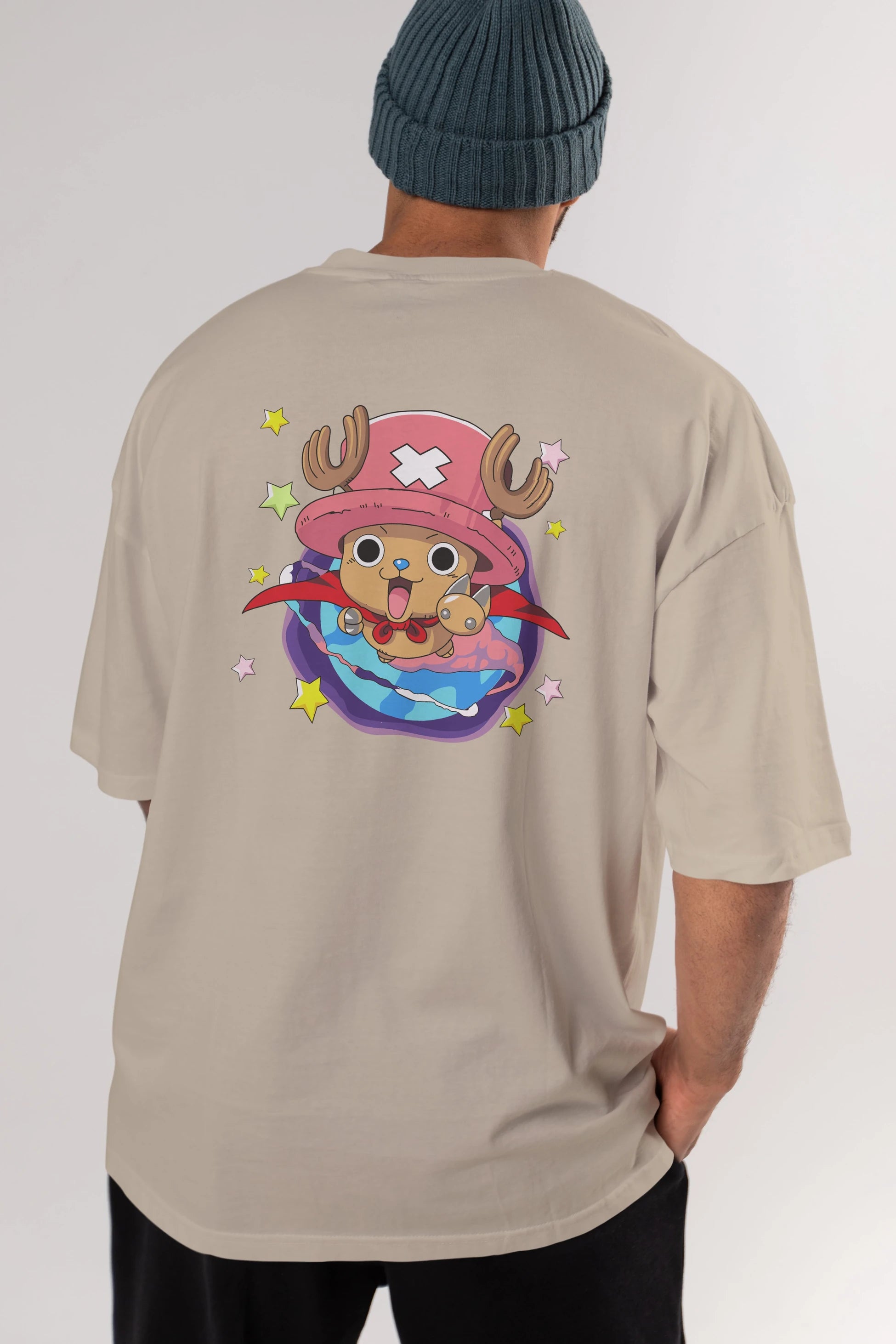 Tony Tony Chopper Anime Arka Baskılı Oversize t-shirt Erkek Kadın Unisex %100 pamuk tişort