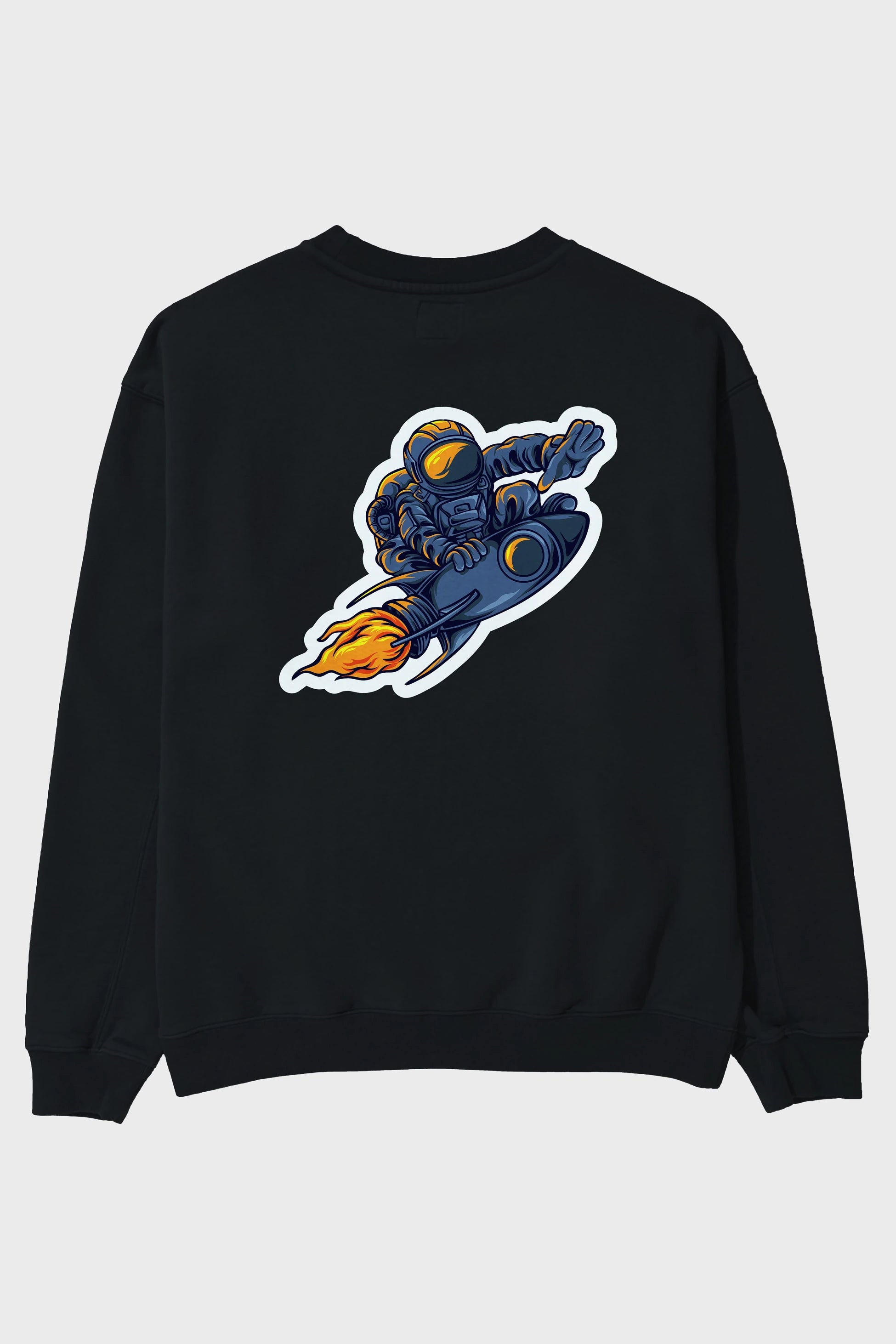 Astrocket Illustration Sticker Arka Baskılı Oversize Sweatshirt Erkek Kadın Unisex