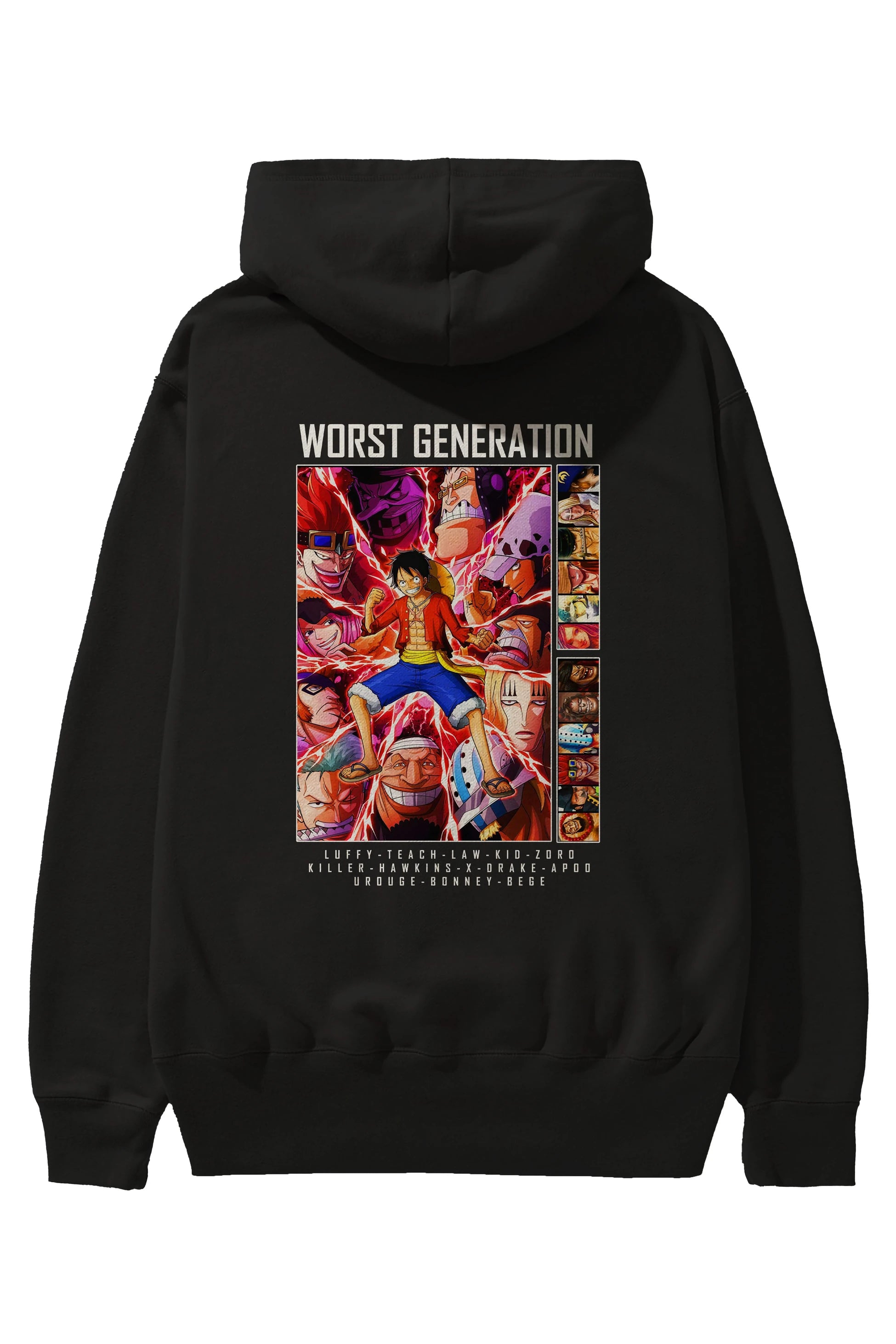 Worst Generation Anime Arka Baskılı Hoodie Oversize Kapüşonlu Sweatshirt Erkek Kadın Unisex