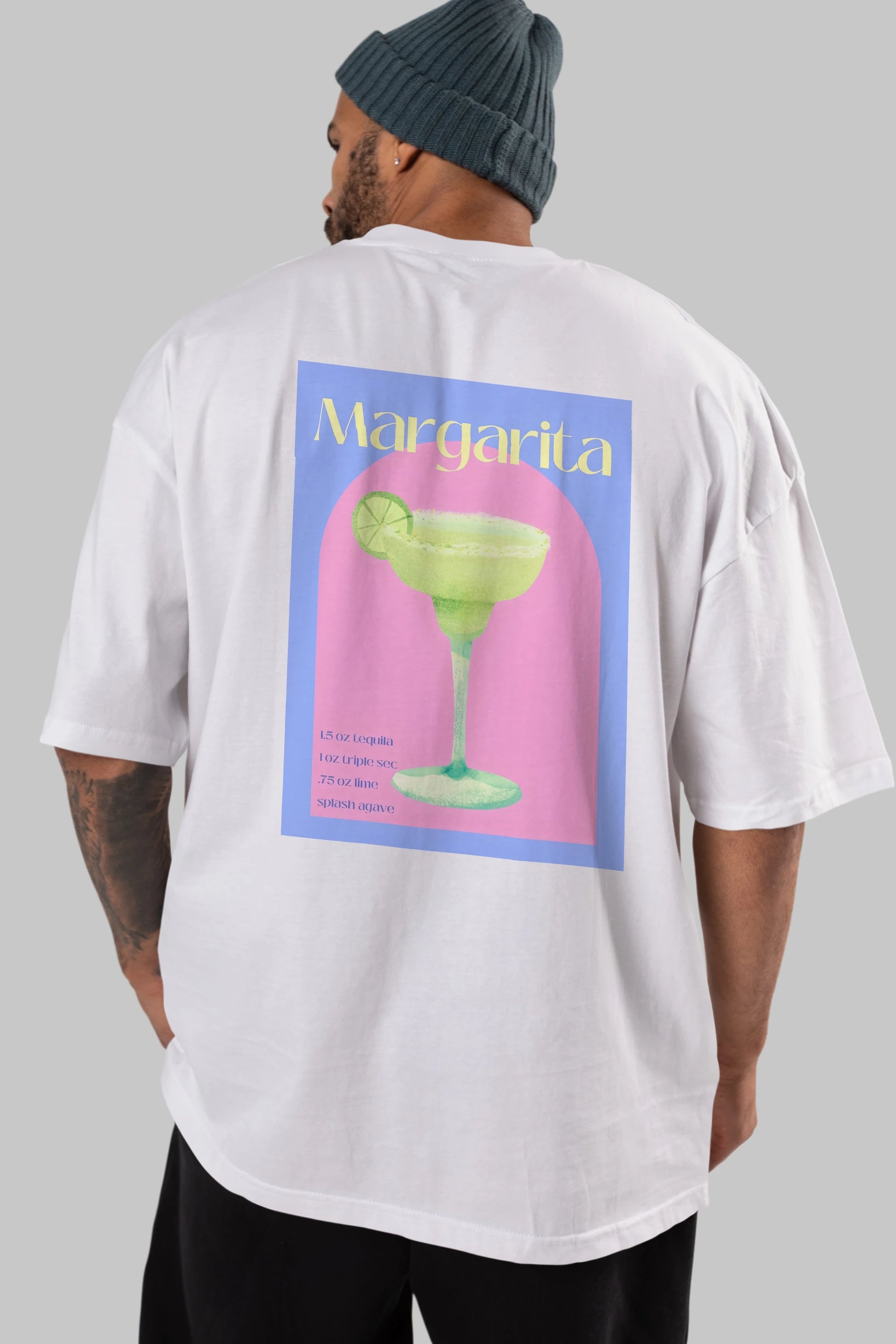 Margarita 6 Arka Baskılı Oversize t-shirt Erkek Kadın Unisex %100 Pamuk Bisiklet Yaka tişort
