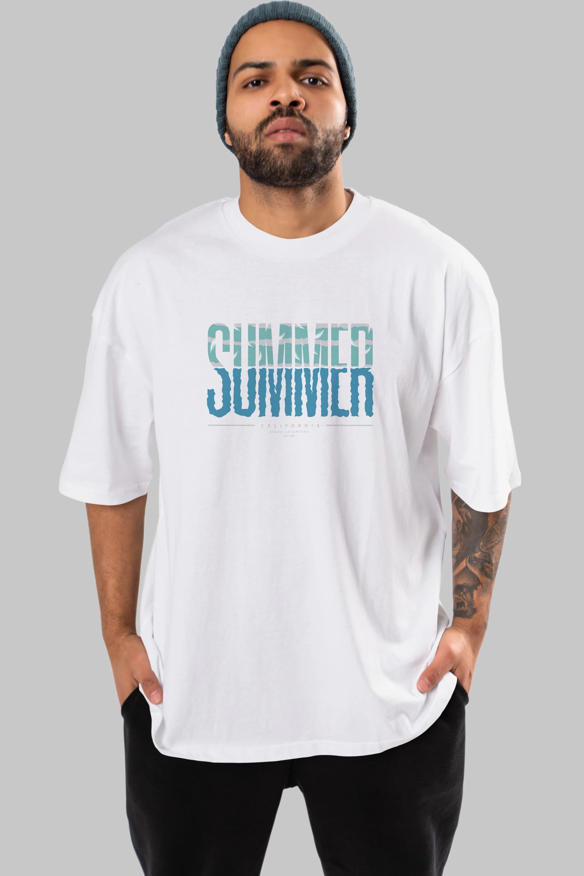 Summer California Ön Baskılı Oversize t-shirt Erkek Kadın Unisex