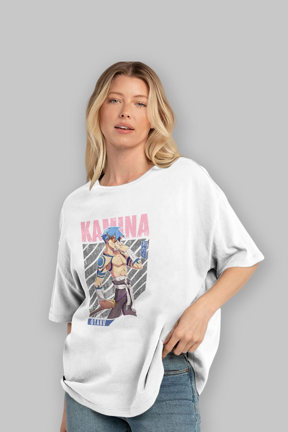 Kamina 5 Anime Ön Baskılı Oversize t-shirt %100 pamuk Erkek Kadın Unisex