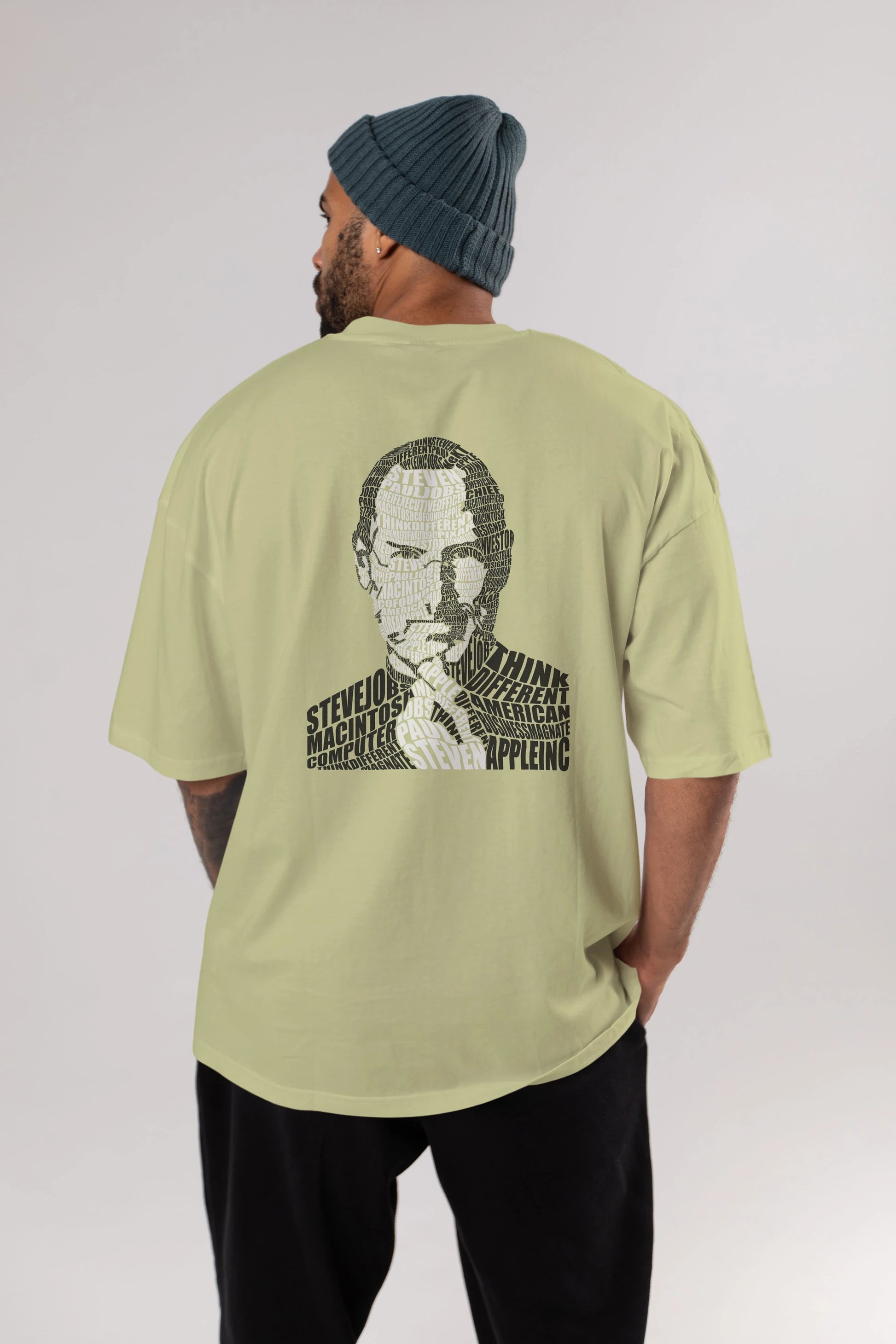 Steve Jobs Calligram Arka Baskılı Oversize t-shirt %100 pamuk Erkek Kadın Unisex