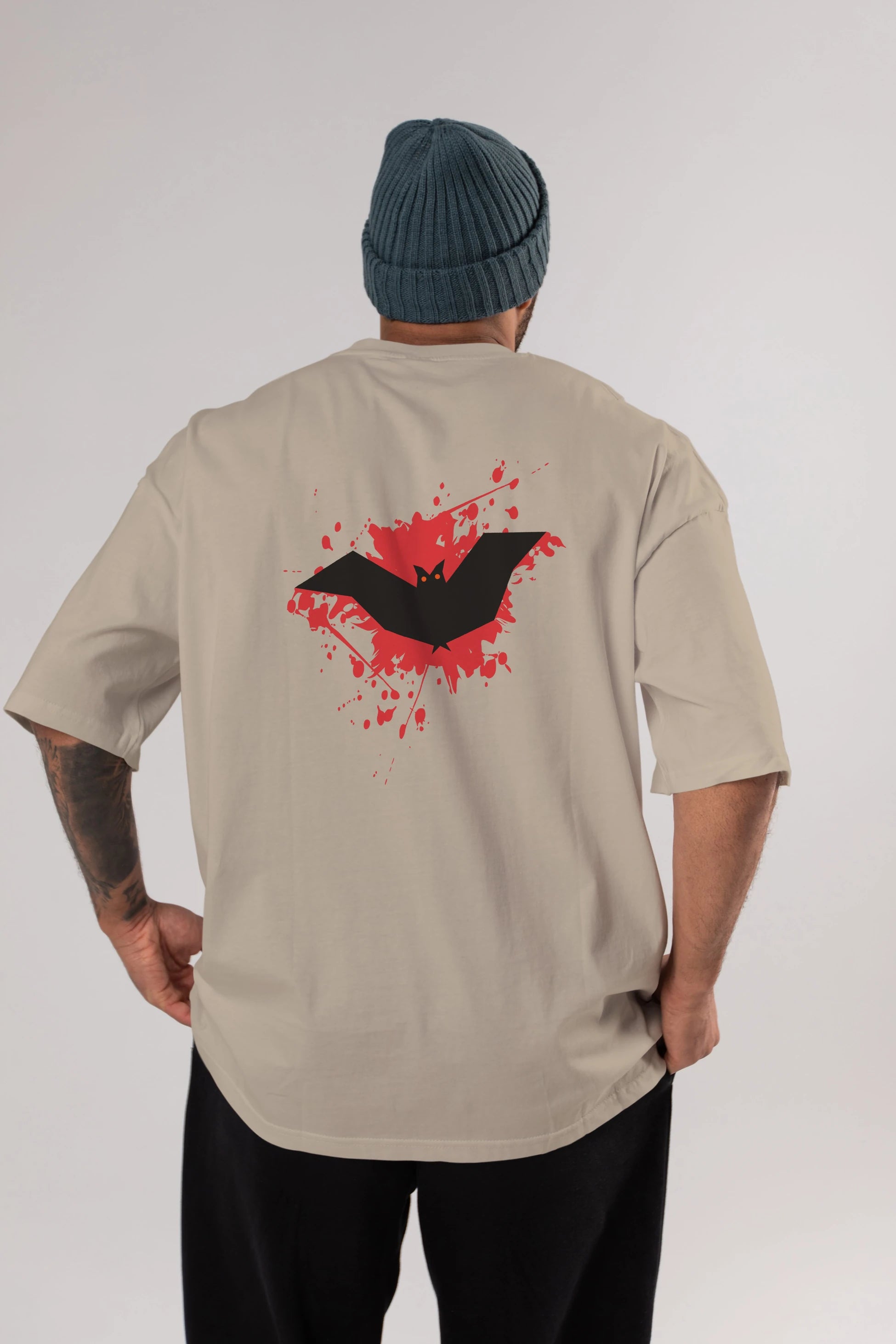 Halloween Arka Baskılı Oversize t-shirt Erkek Kadın Unisex
