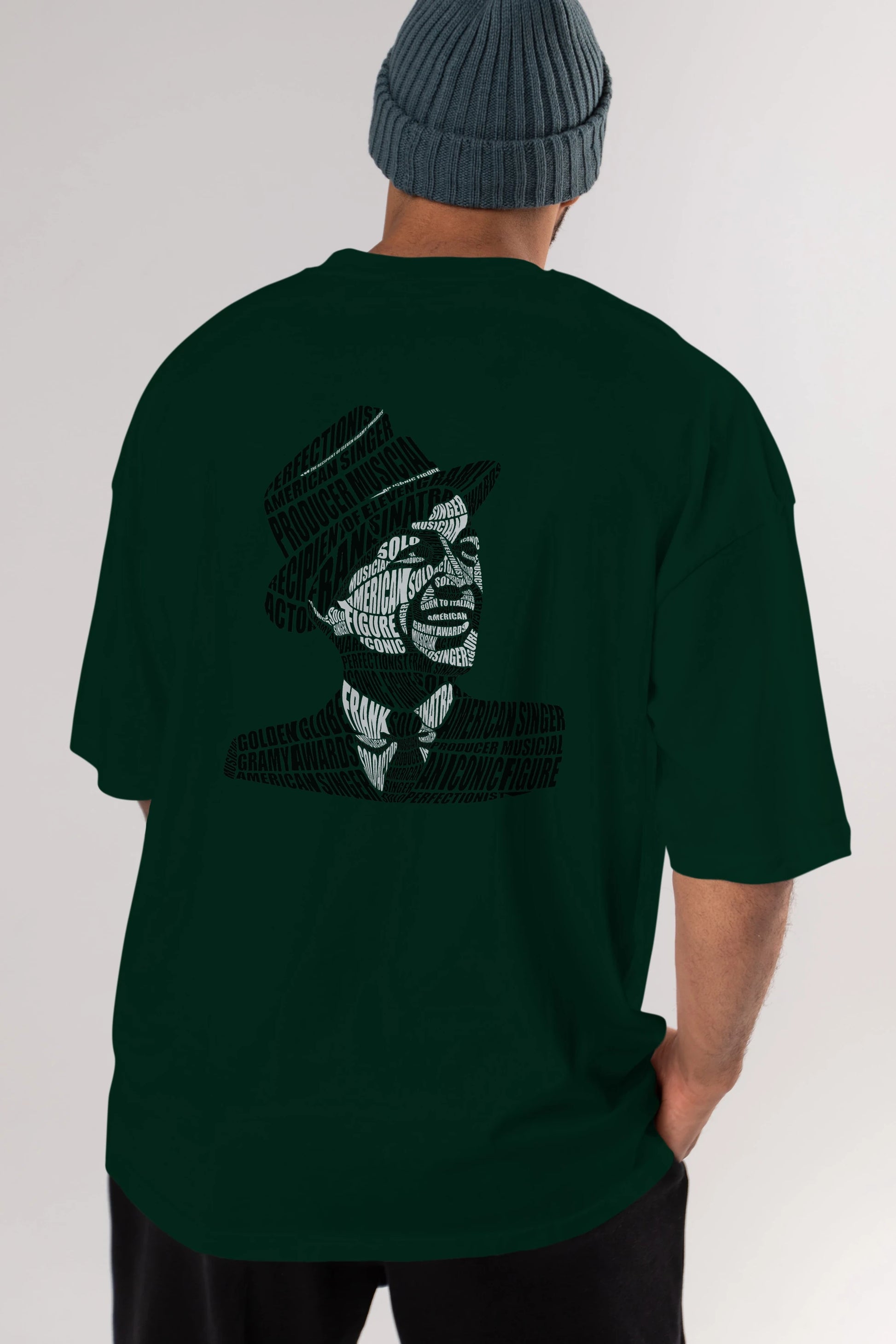 Frank Sinatra Calligram Arka Baskılı Oversize t-shirt %100 pamuk Erkek Kadın Unisex