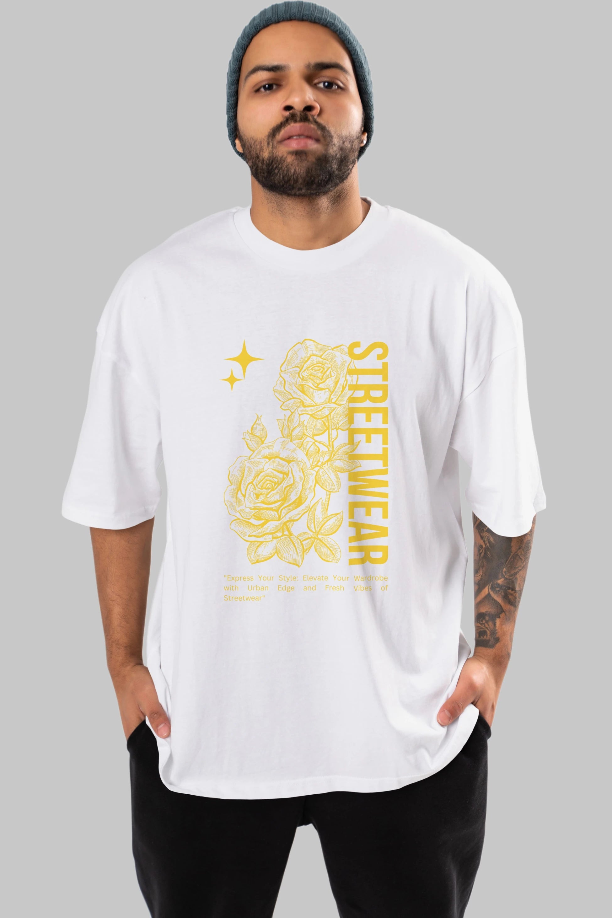 Minimalist Streetwear Ön Baskılı Oversize t-shirt Erkek Kadın Unisex