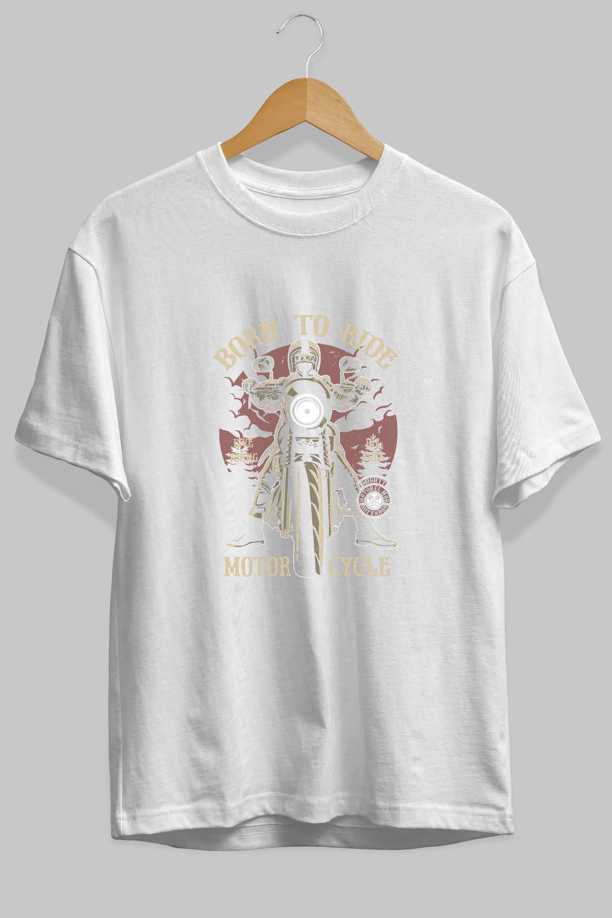 Born To Ride Ön Baskılı Oversize t-shirt Erkek Kadın Unisex %100 Pamuk tişort