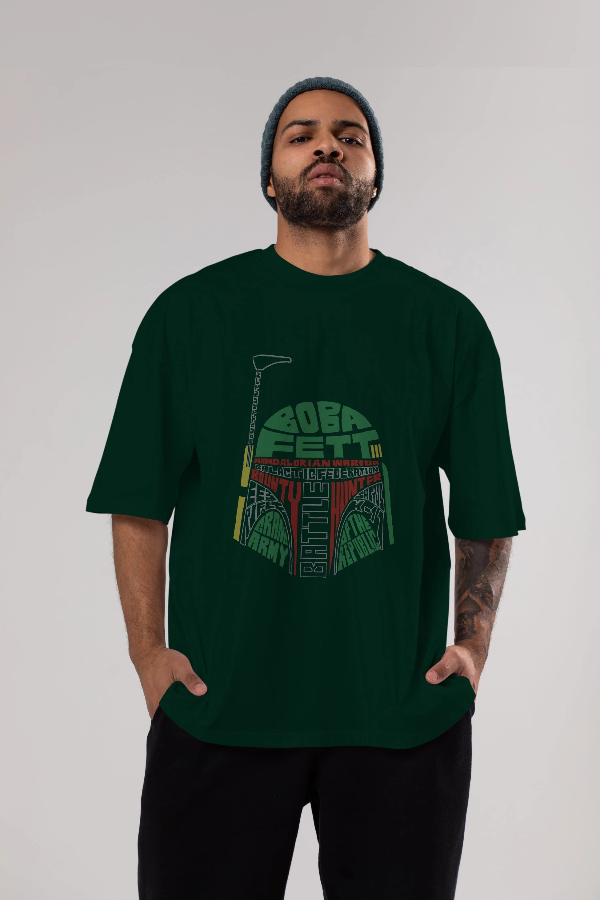 Boba Fett (2) Ön Baskılı Oversize t-shirt %100 pamuk Erkek Kadın Unisex