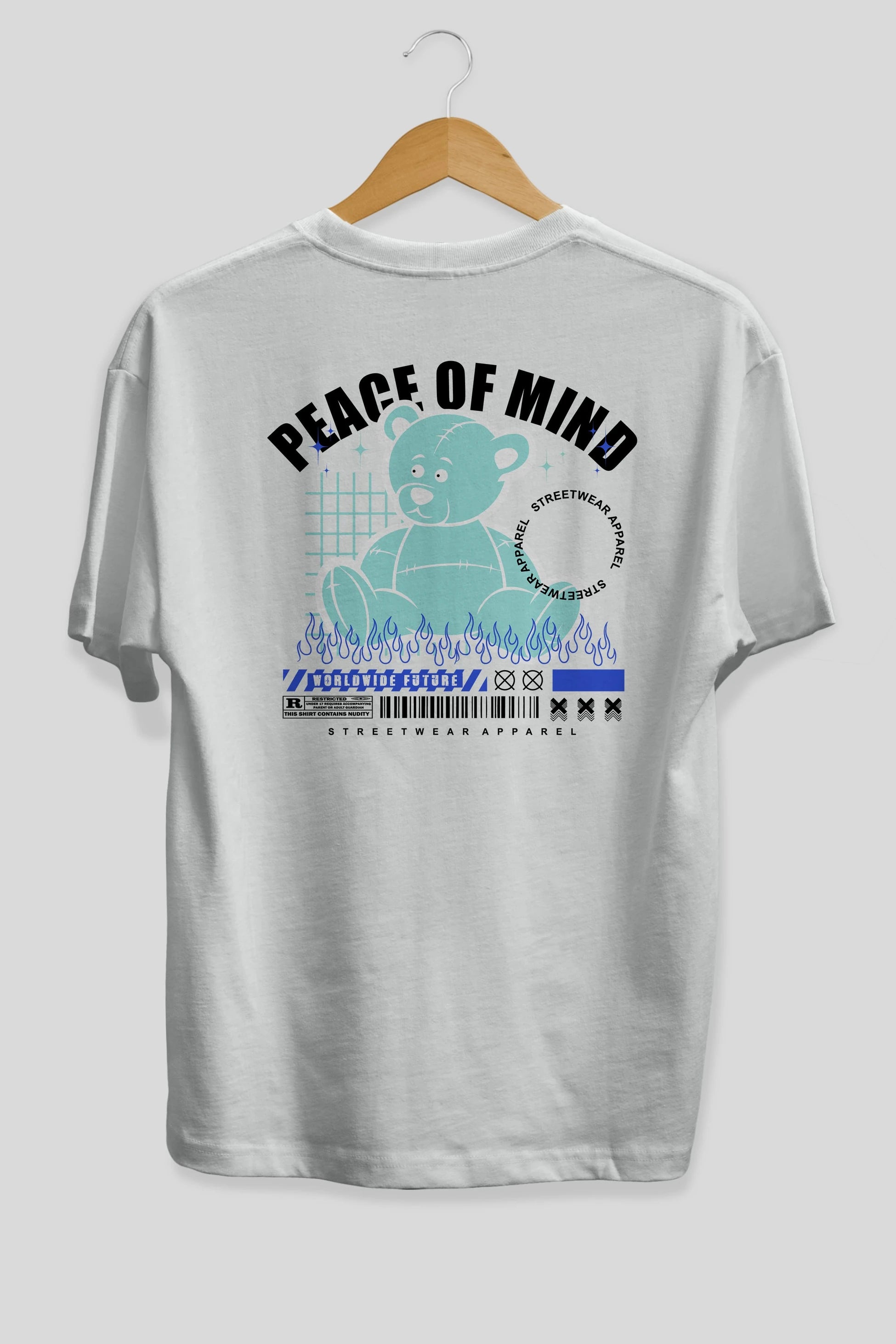 Teddy Bear Peace of Mind Arka Baskılı Oversize t-shirt Erkek Kadın Unisex