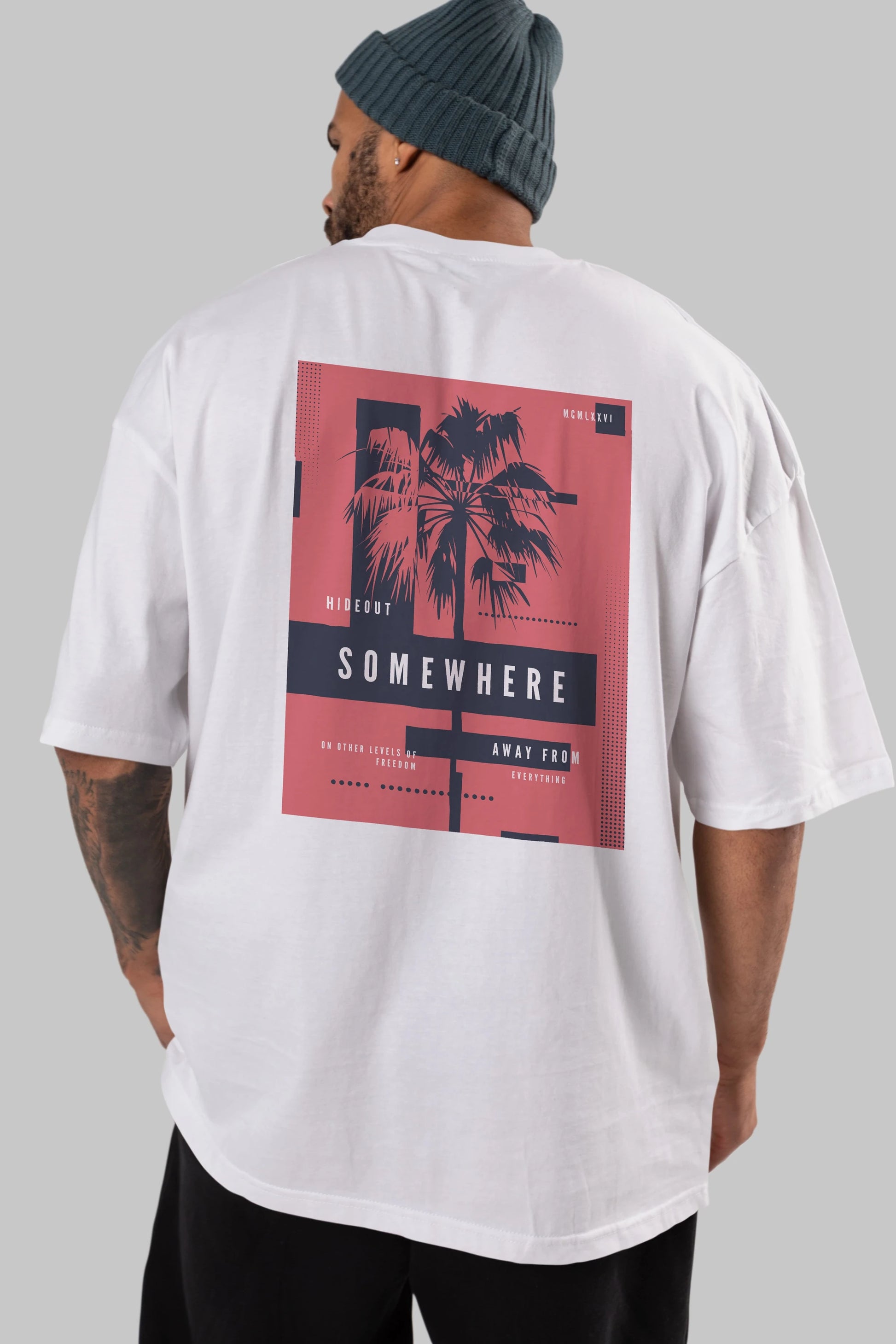 Hideout Somewhere Arka Baskılı Oversize t-shirt Erkek Kadın Unisex
