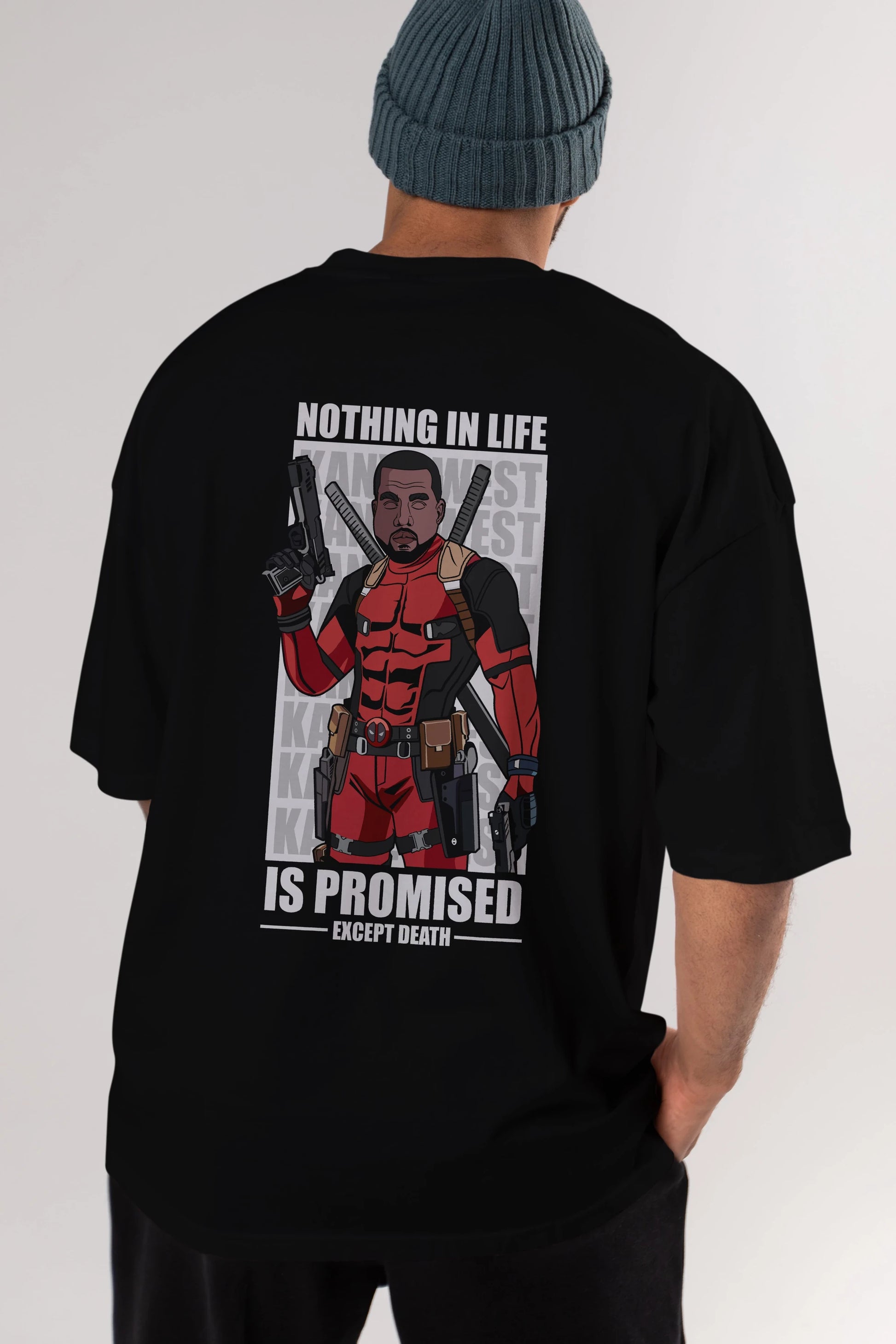 Kanye West Deadpool Arka Baskılı Oversize t-shirt Erkek Kadın Unisex %100 Pamuk tişort