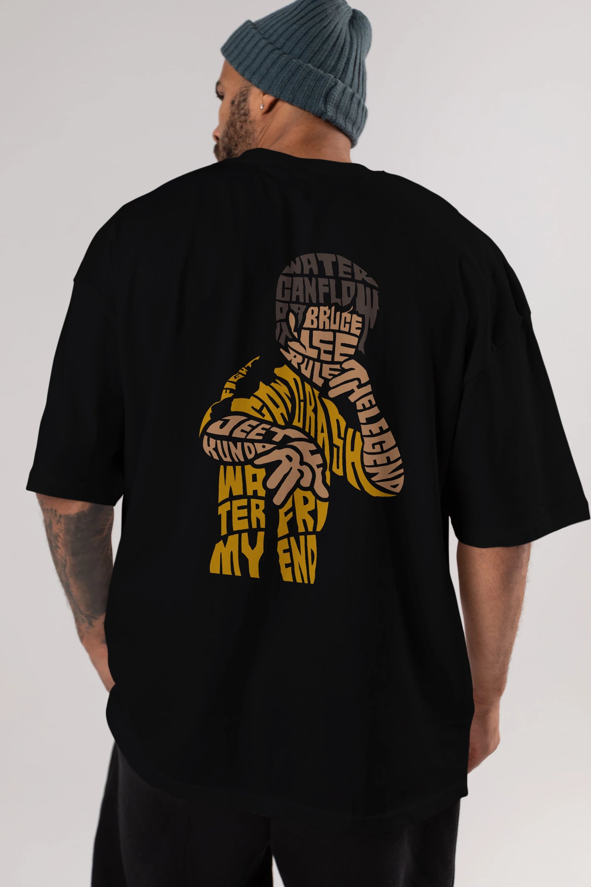 Bruce Lee Arka Baskılı Oversize t-shirt %100 pamuk Erkek Kadın Unisex