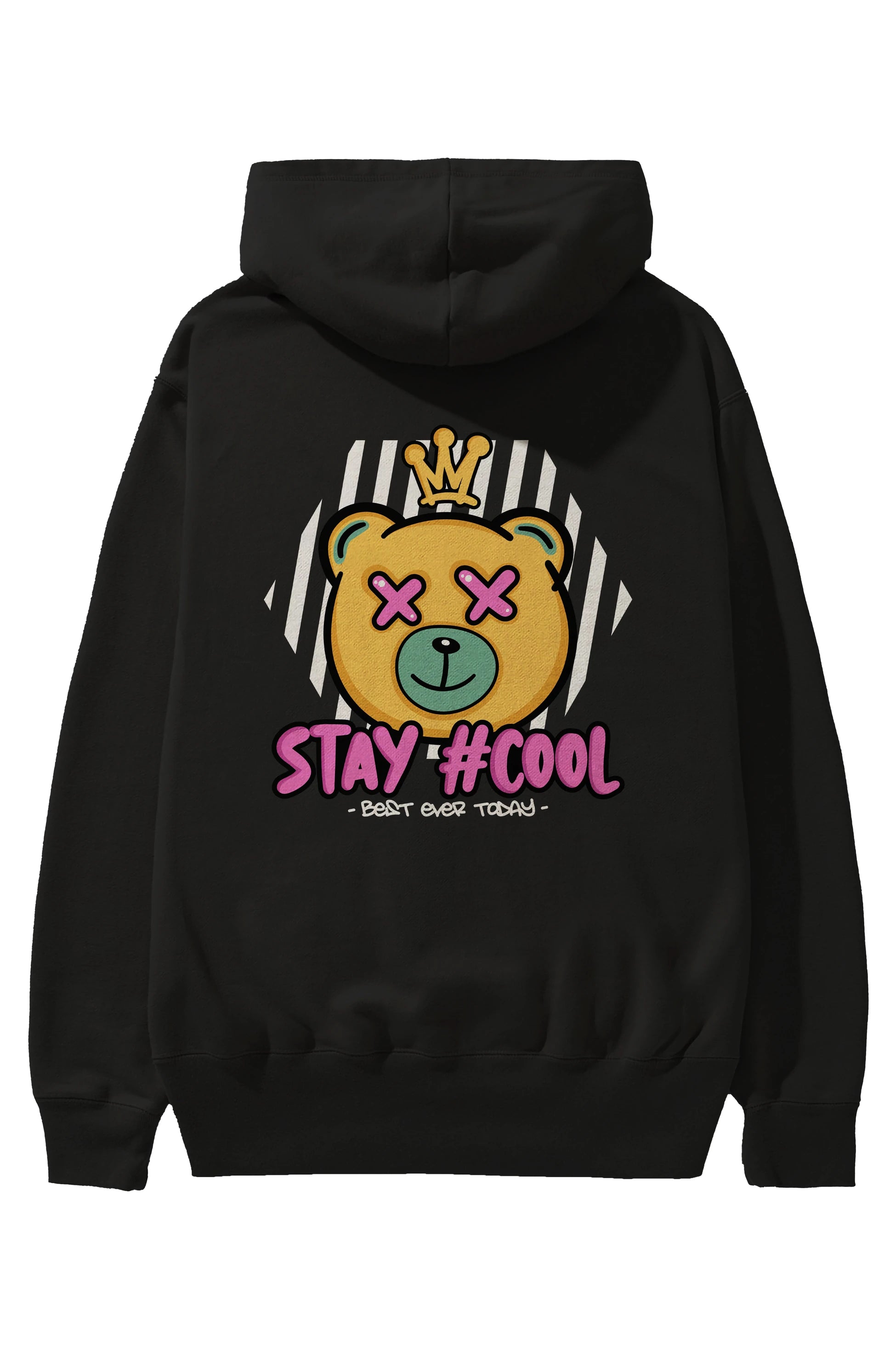 Stay Cool Bear Arka Baskılı Hoodie Oversize Kapüşonlu Sweatshirt Erkek Kadın Unisex