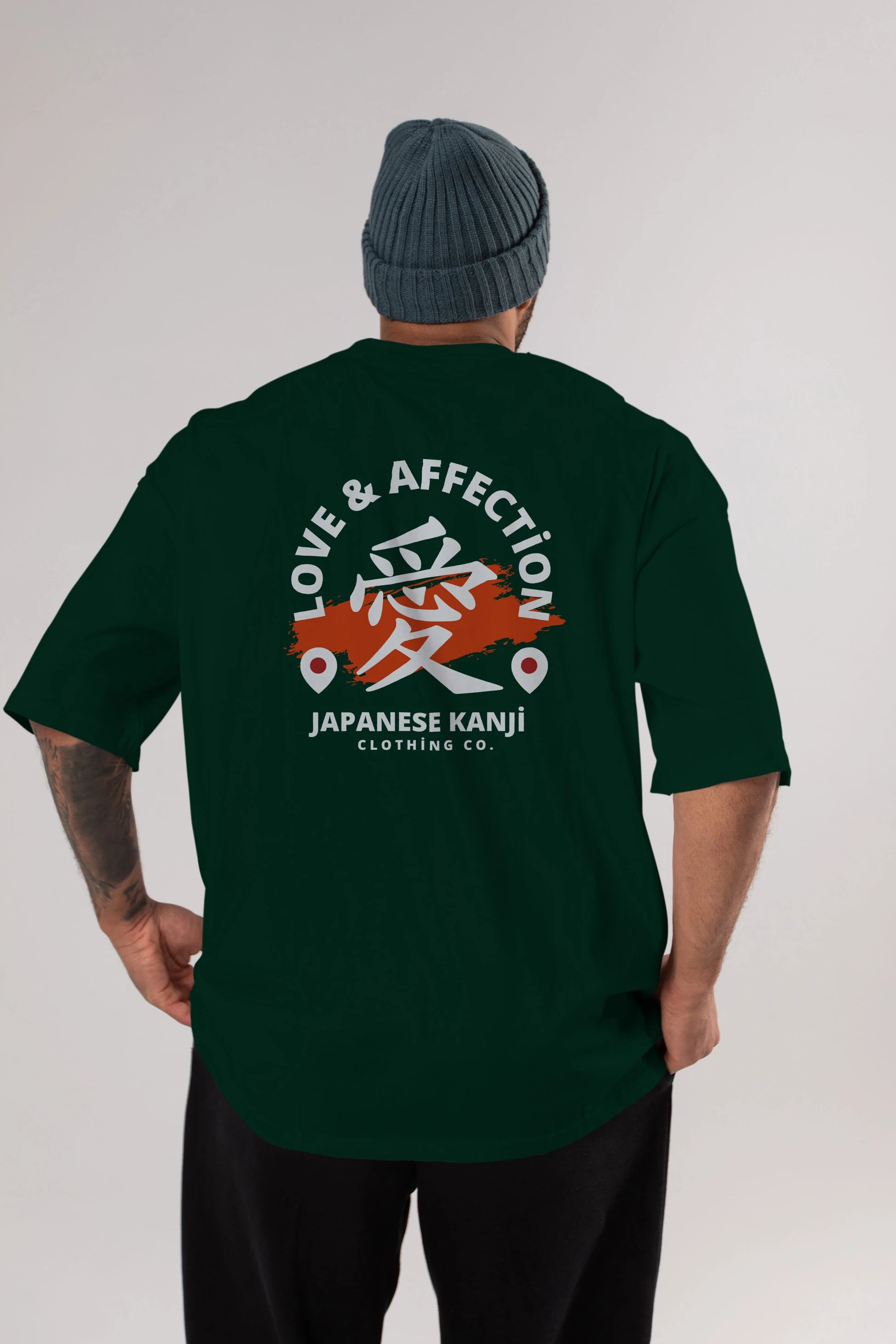Love Affection Japanese Yazılı Arka Baskılı Oversize t-shirt Erkek Kadın Unisex