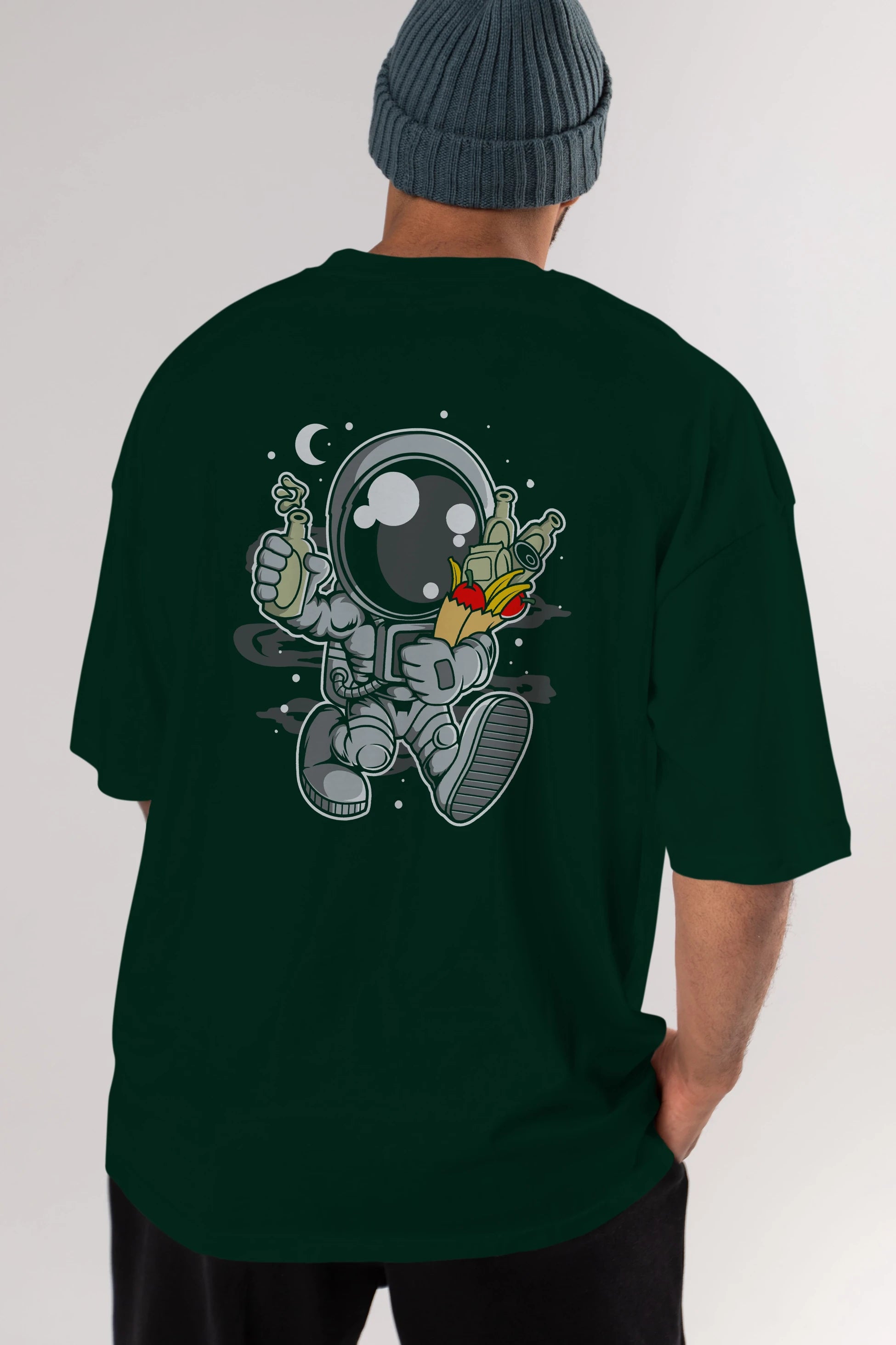 Astronaut Grochery Arka Baskılı Oversize t-shirt Erkek Kadın Unisex