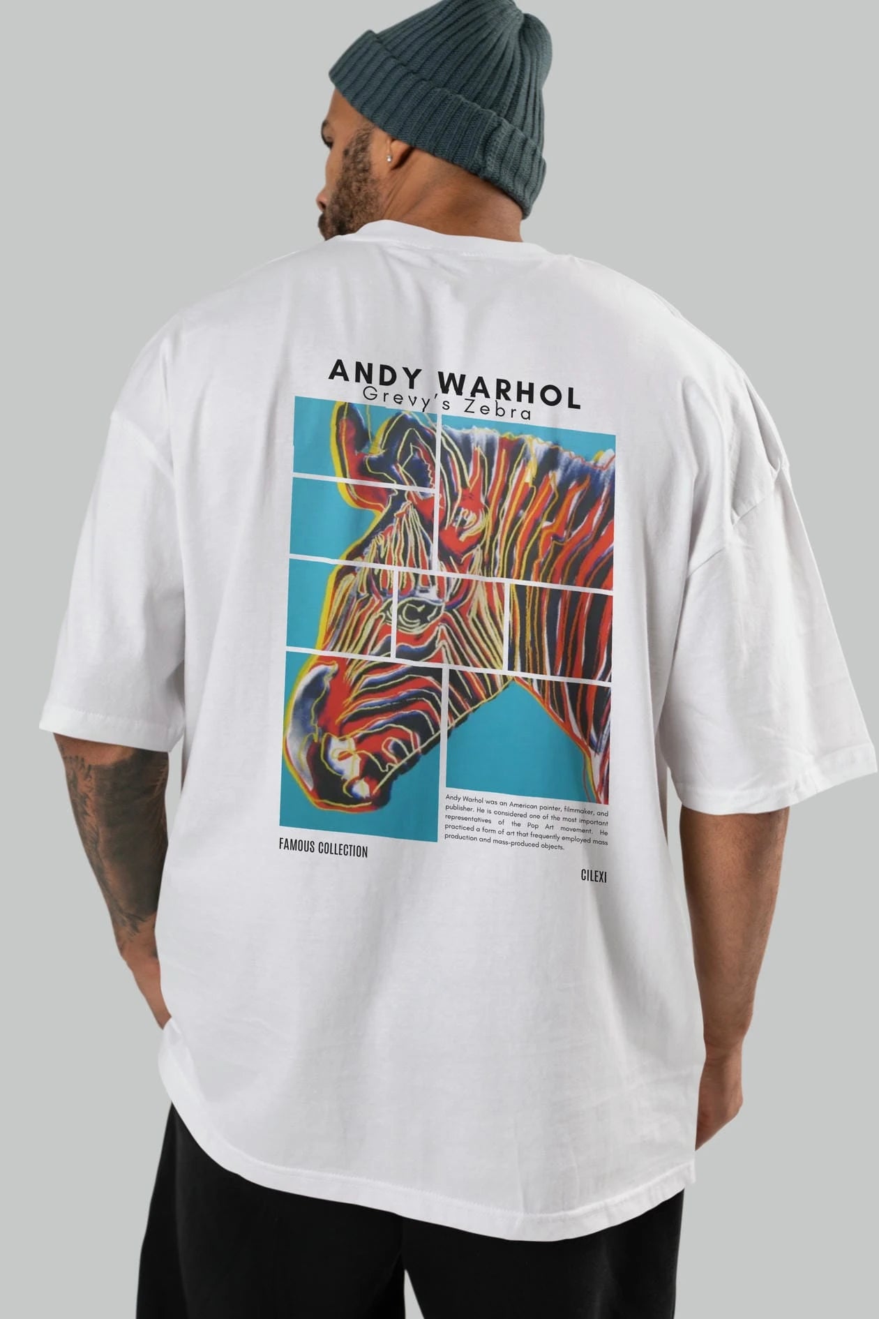 Andy Warhol Arka Baskılı Oversize t-shirt Erkek Kadın Bisiklet Yaka Pamuk tişort