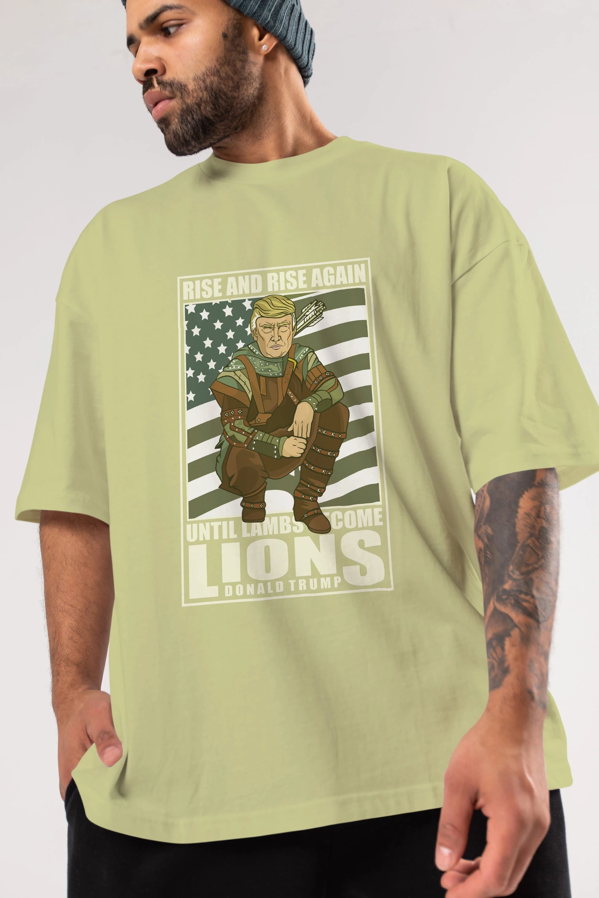 Robin Hood Trump Ön Baskılı Oversize t-shirt Erkek Kadın Unisex %100 Pamuk tişort