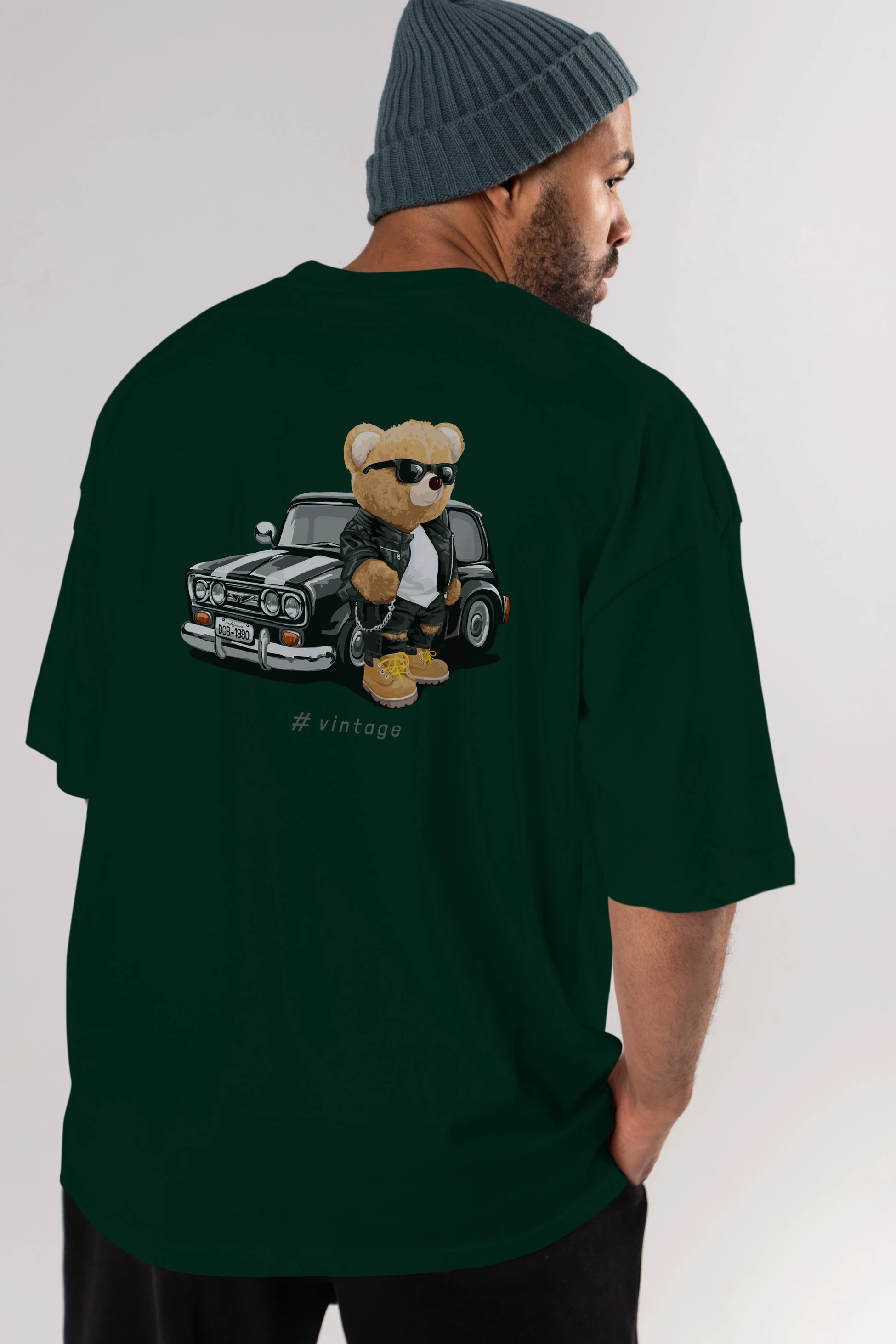 Teddy Bear Vintage Arka Baskılı Oversize t-shirt Erkek Kadın Unisex %100 Pamuk