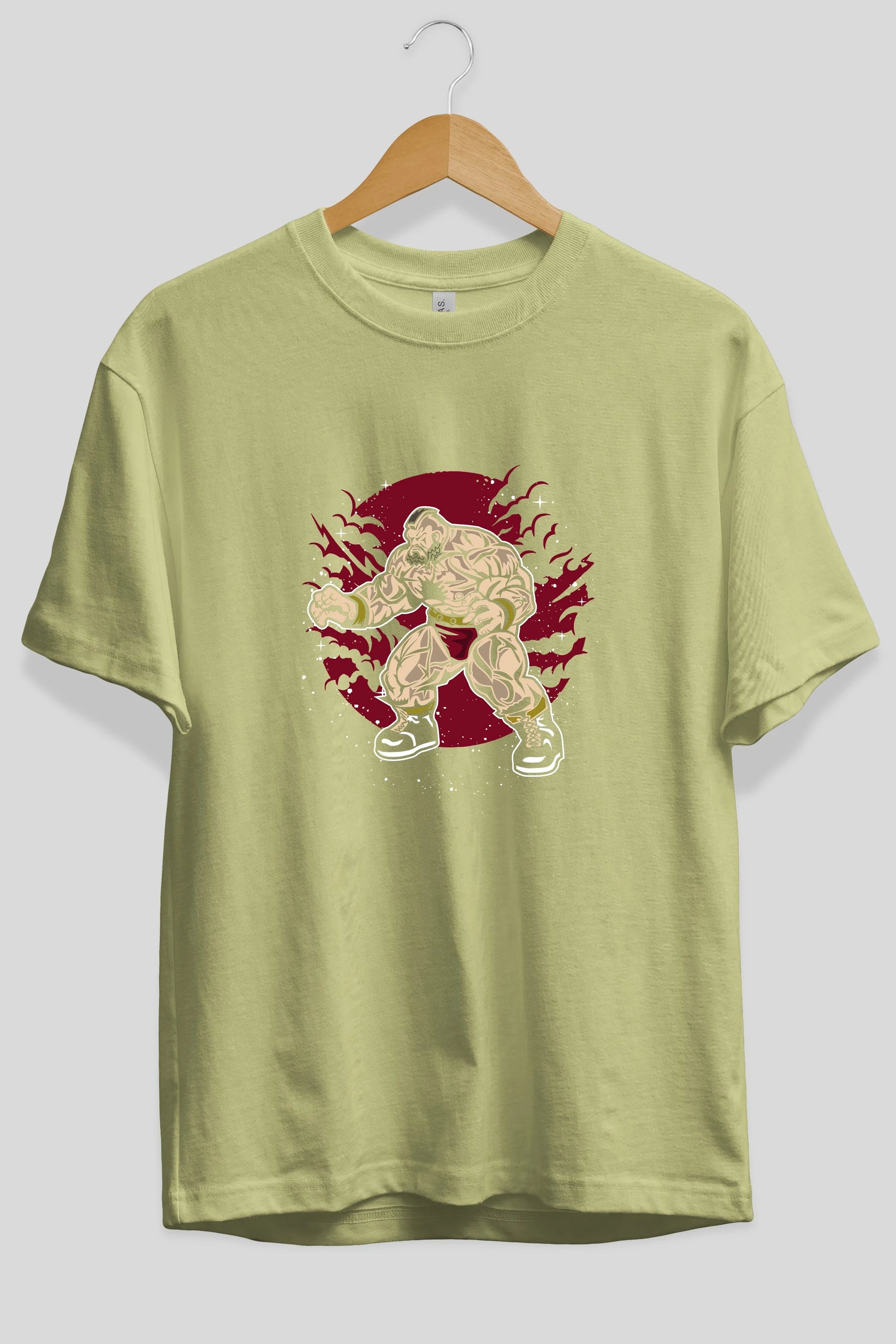 ZANGGIEF Ön Baskılı Oversize t-shirt Erkek Kadın Unisex %100 Pamuk tişort