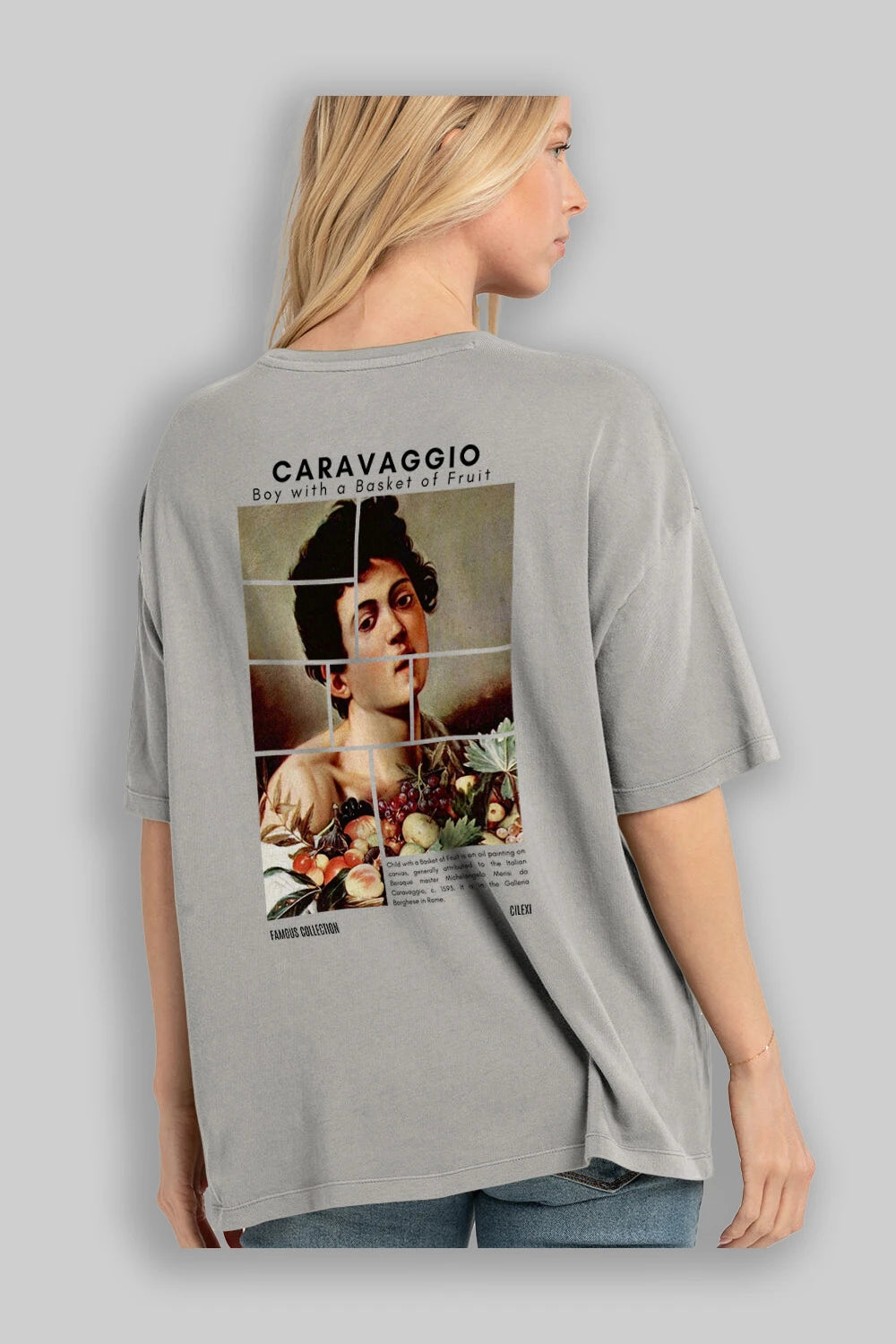 Caravaggio Boy Arka Baskılı Oversize t-shirt Erkek Kadın Bisiklet Yaka Pamuk tişort