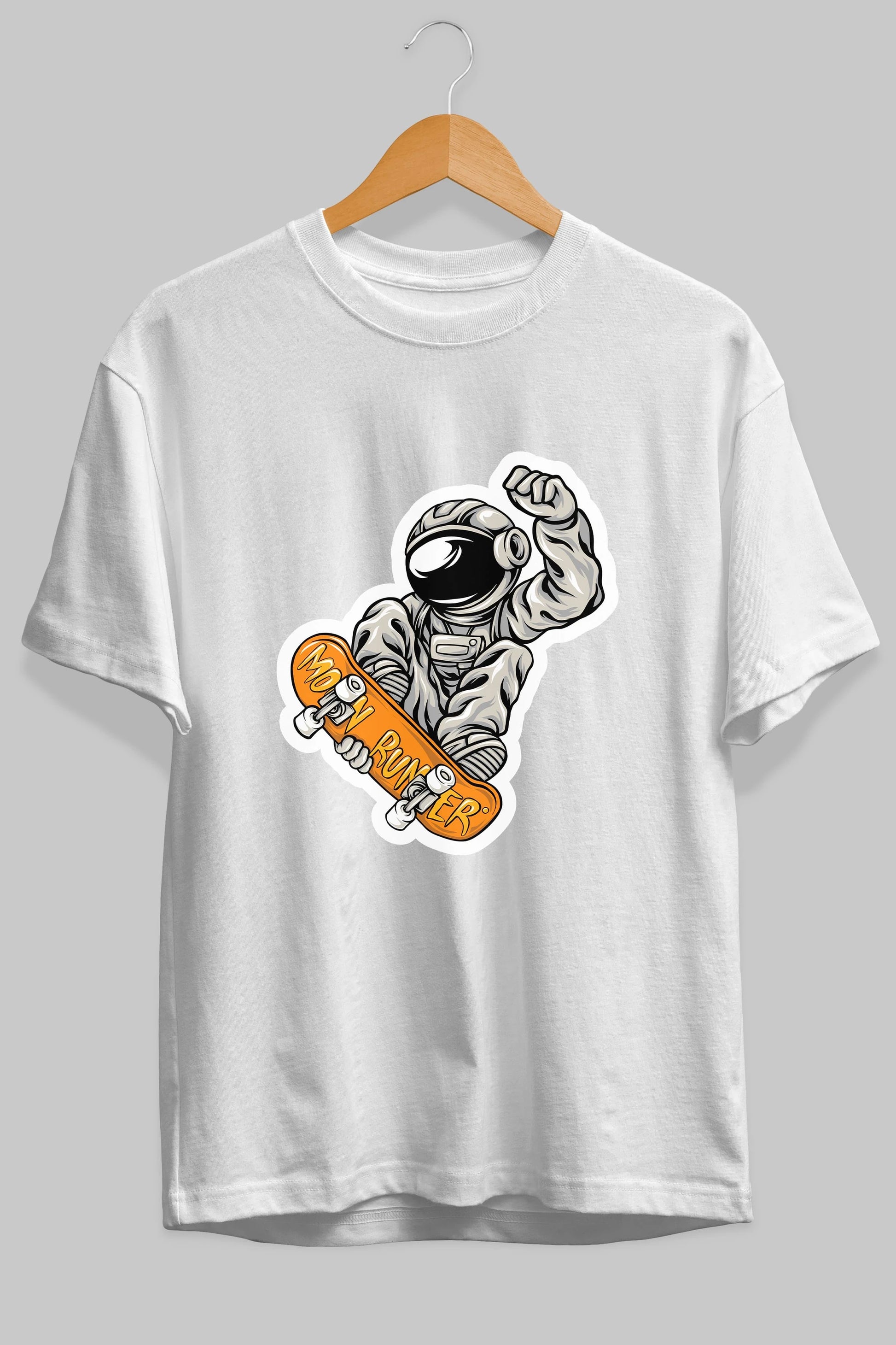 Moon Runner Sticker Ön Baskılı Oversize t-shirt Erkek Kadın Unisex