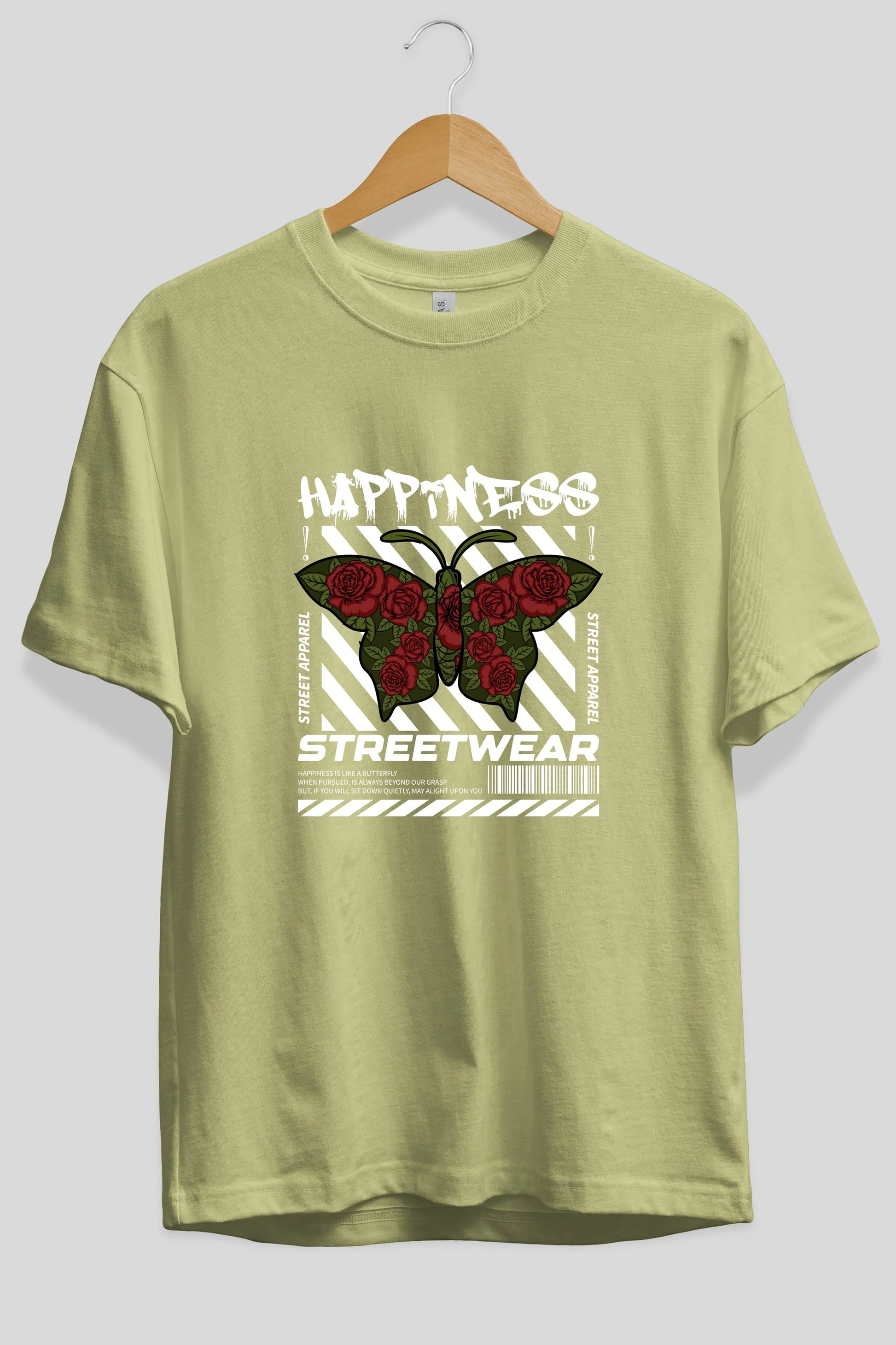 Happiness Streetwear Ön Baskılı Oversize t-shirt Erkek Kadın Unisex