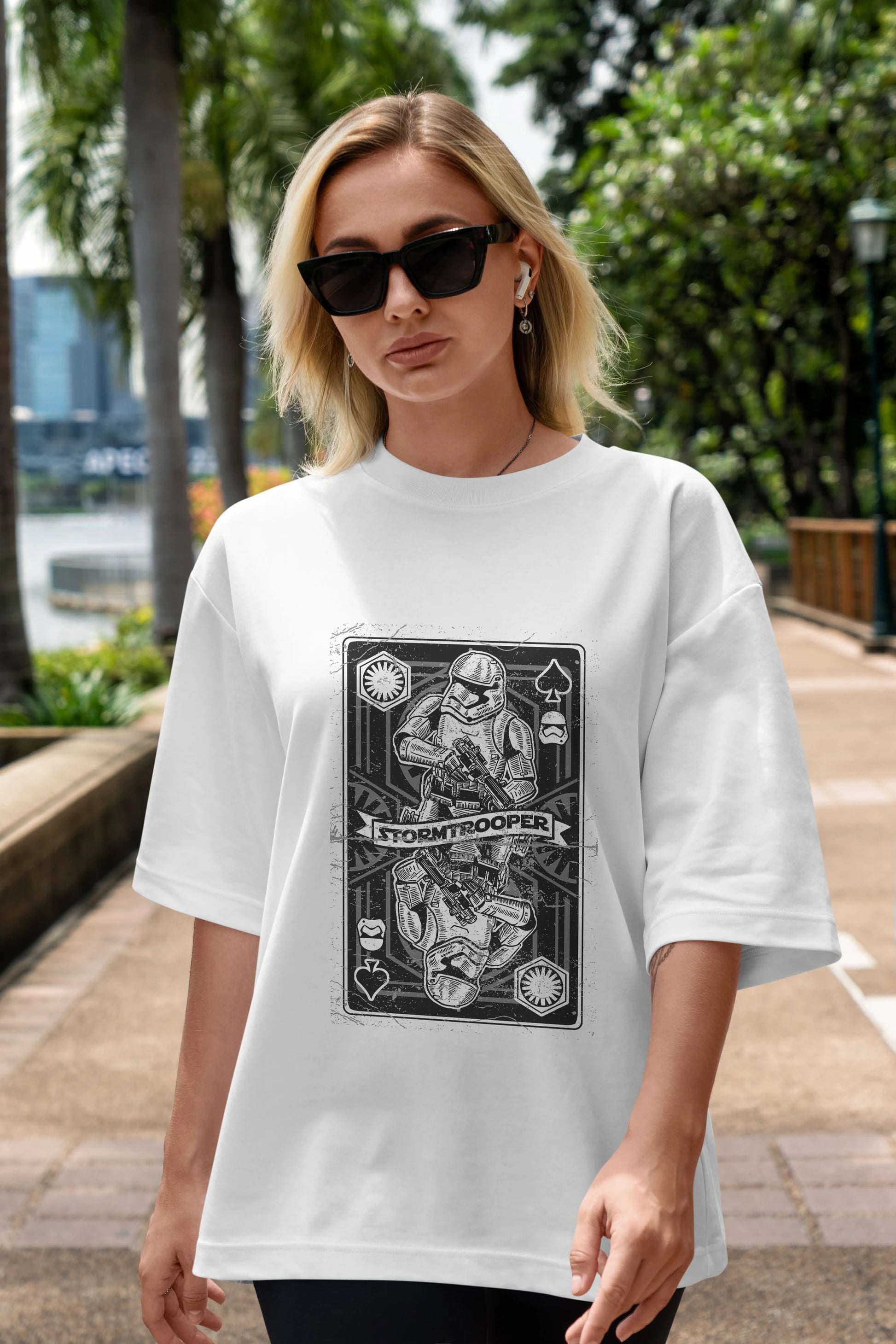 Stormtrooper Playing Card Ön Baskılı Oversize t-shirt Erkek Kadın Unisex %100 Pamuk tişort