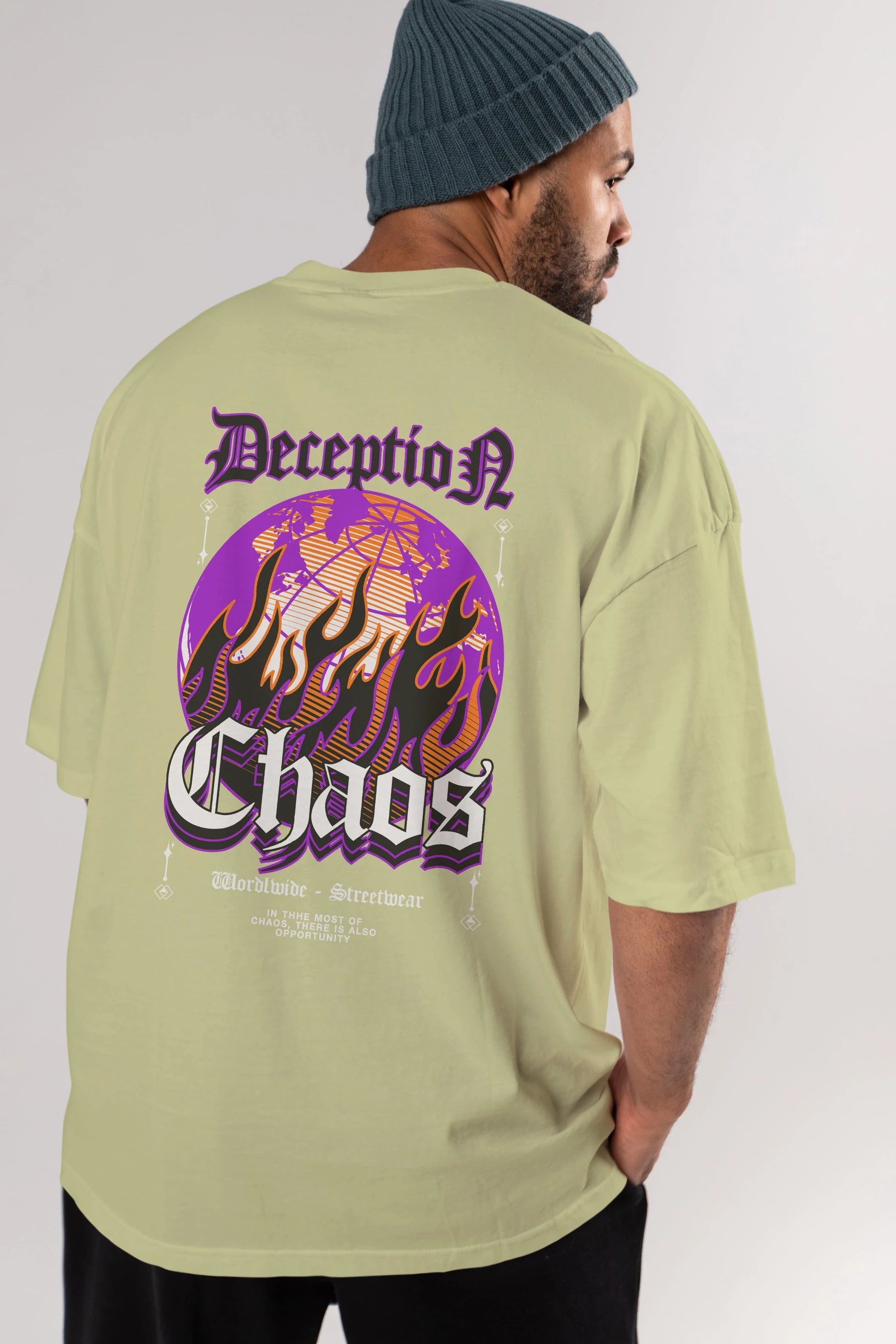 Deception Chaos Arka Baskılı Oversize t-shirt Erkek Kadın Unisex