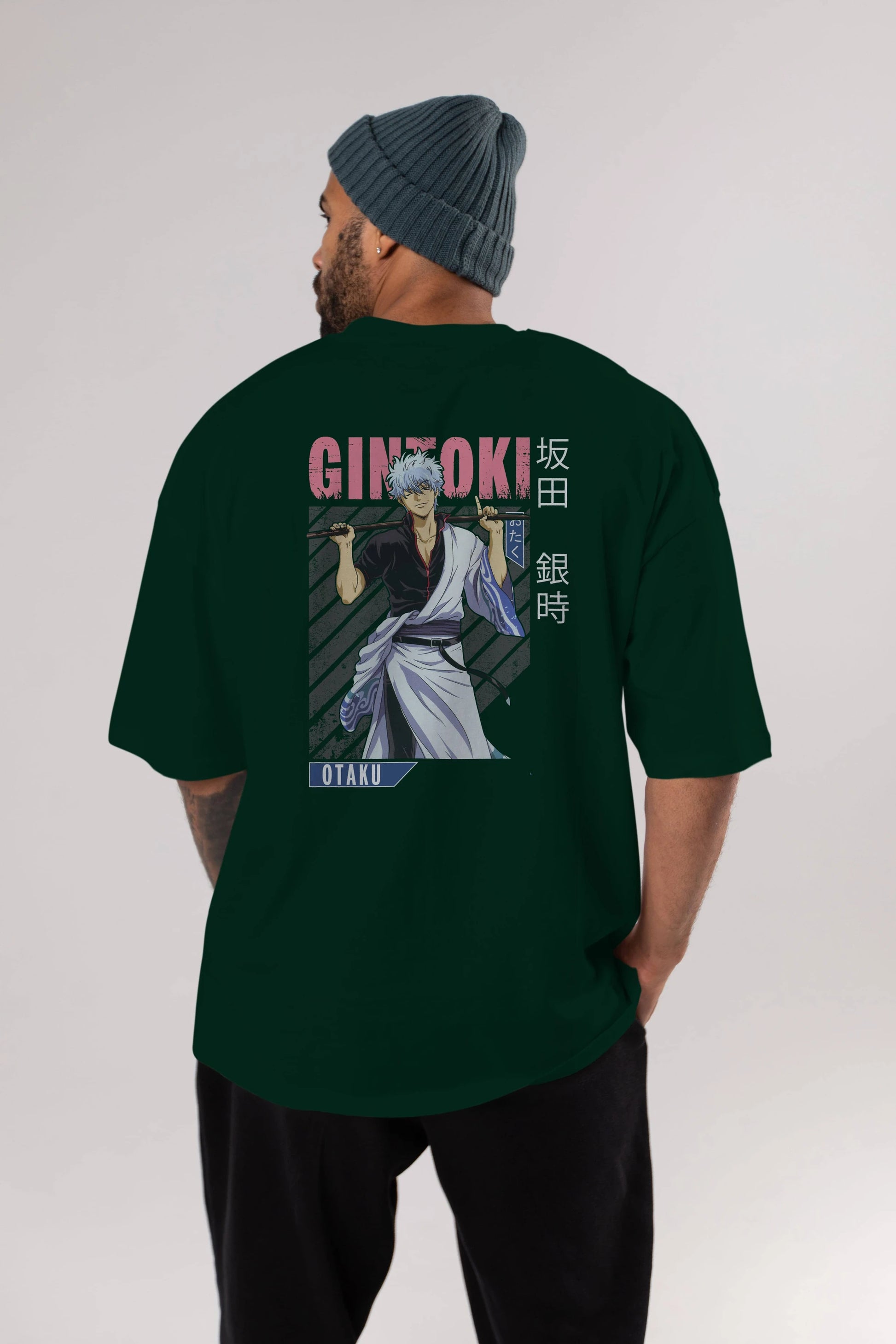 Gintoki Sakata GINTAMA 3 Anime Arka Baskılı Oversize t-shirt Erkek Kadın Unisex