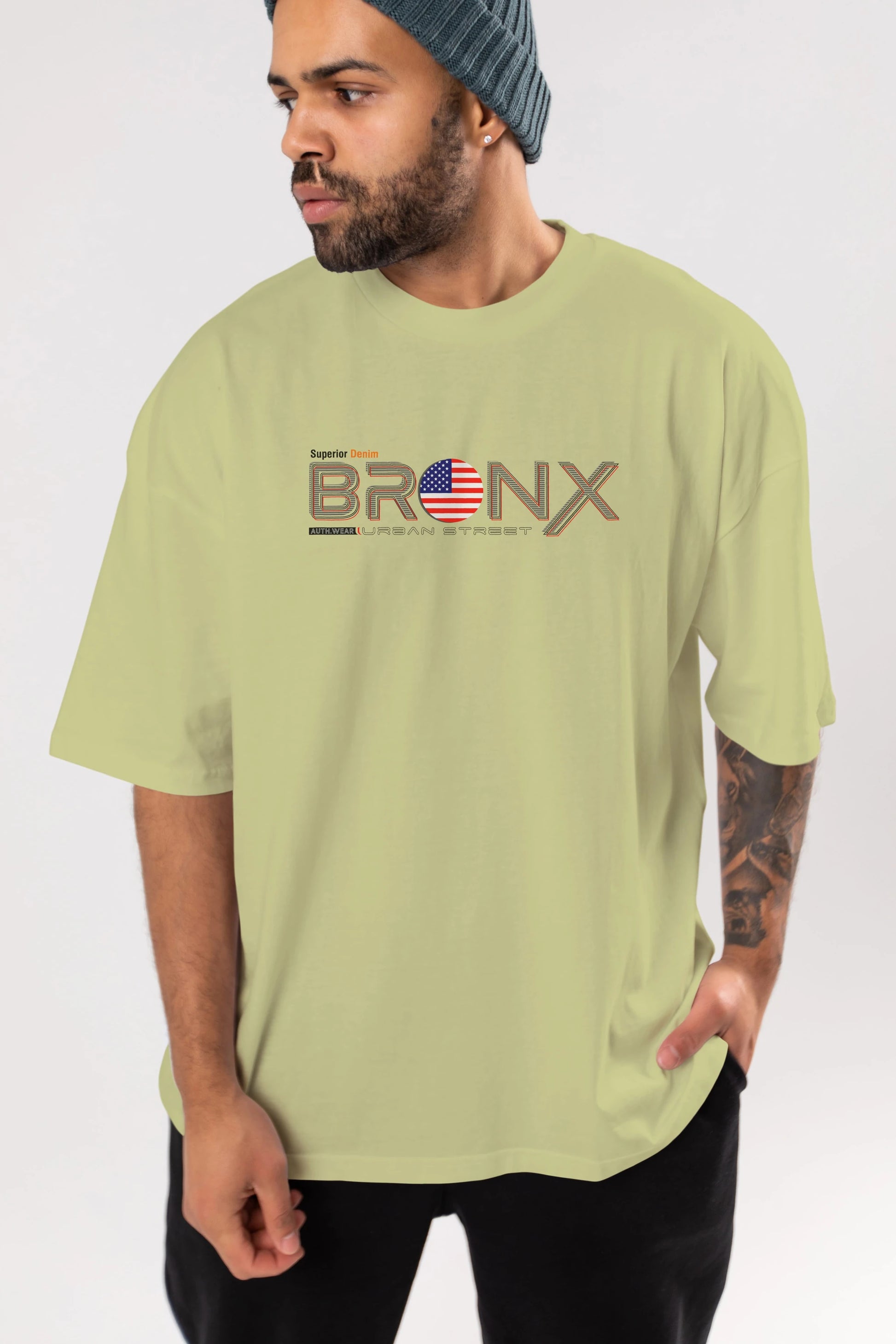 Bronx Ön Baskılı Oversize t-shirt Erkek Kadın Unisex