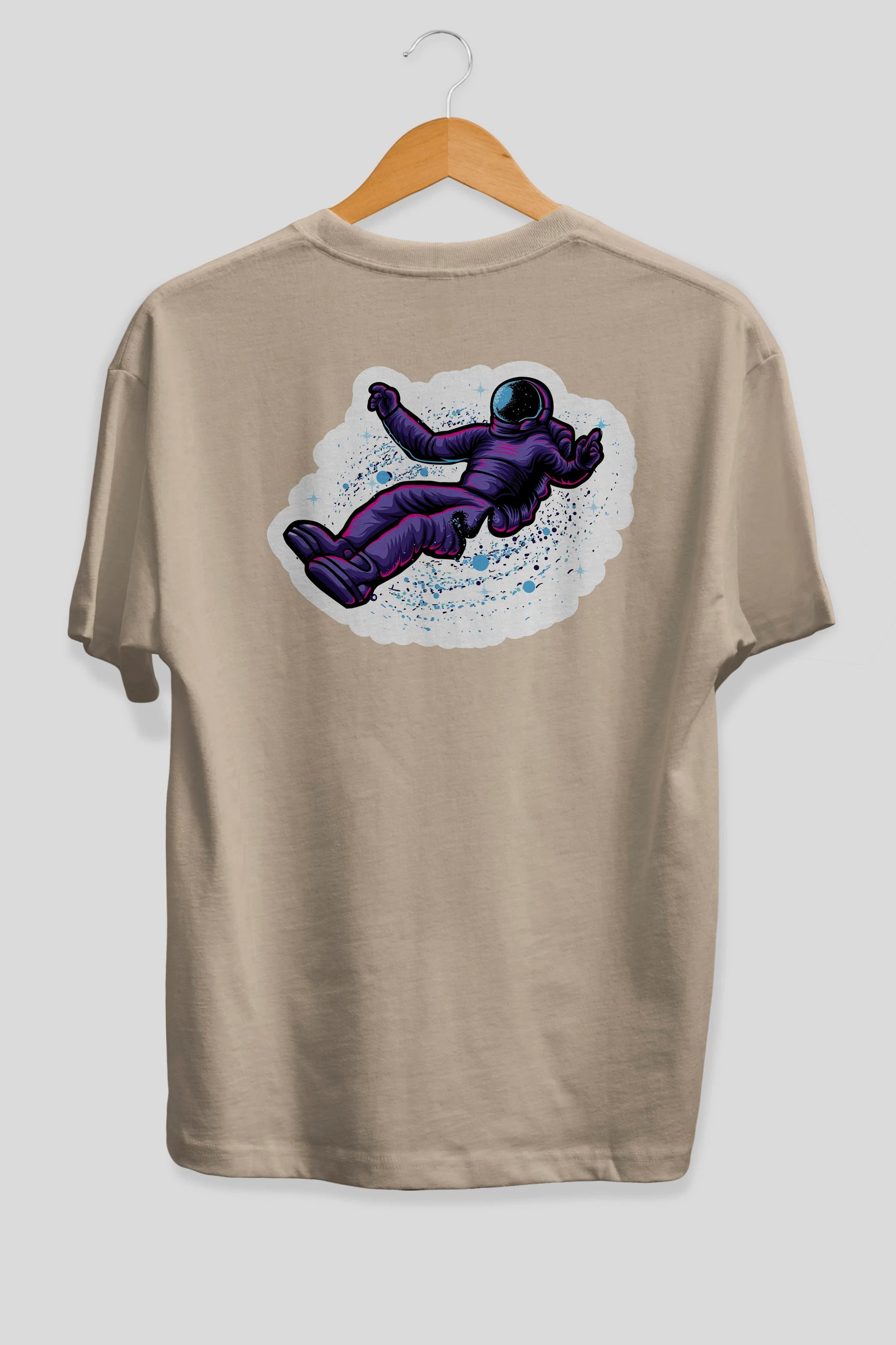 Having fun in outer space sticker Arka Baskılı Oversize t-shirt Erkek Kadın Unisex