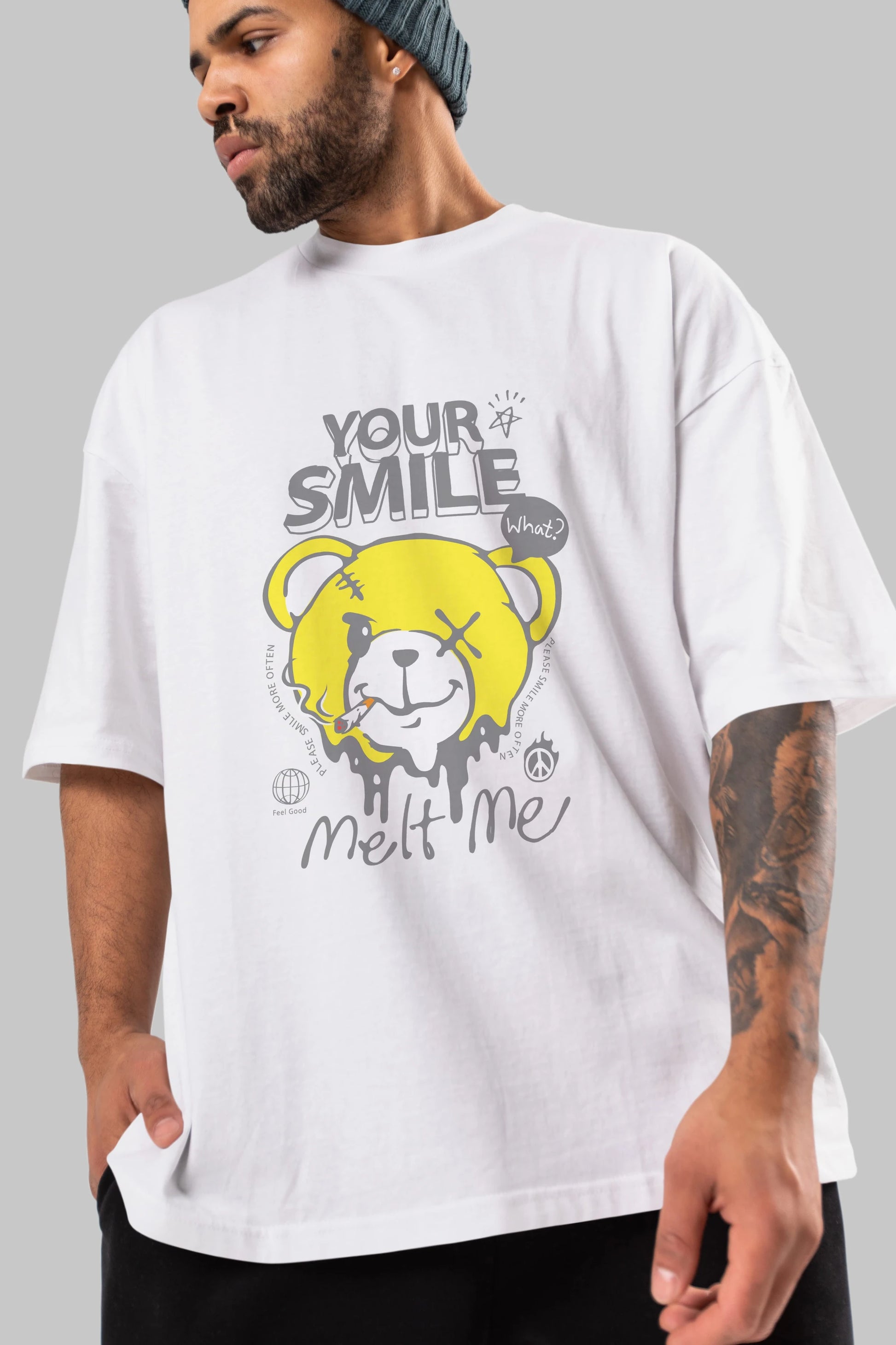 Your Smile Bear Ön Baskılı Oversize t-shirt Erkek Kadın Unisex