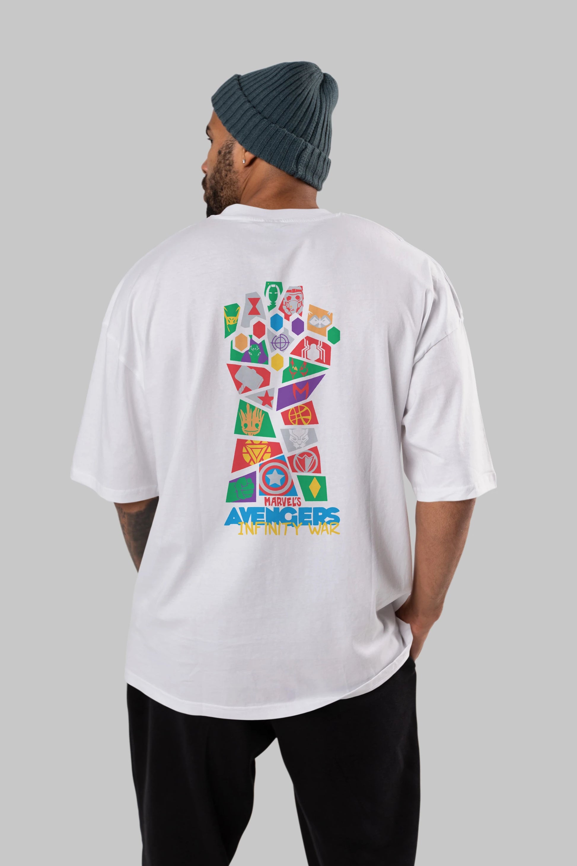 The Avengers Arka Baskılı Oversize t-shirt Erkek Kadın Unisex %100 Pamuk Bisiklet Yaka tişort
