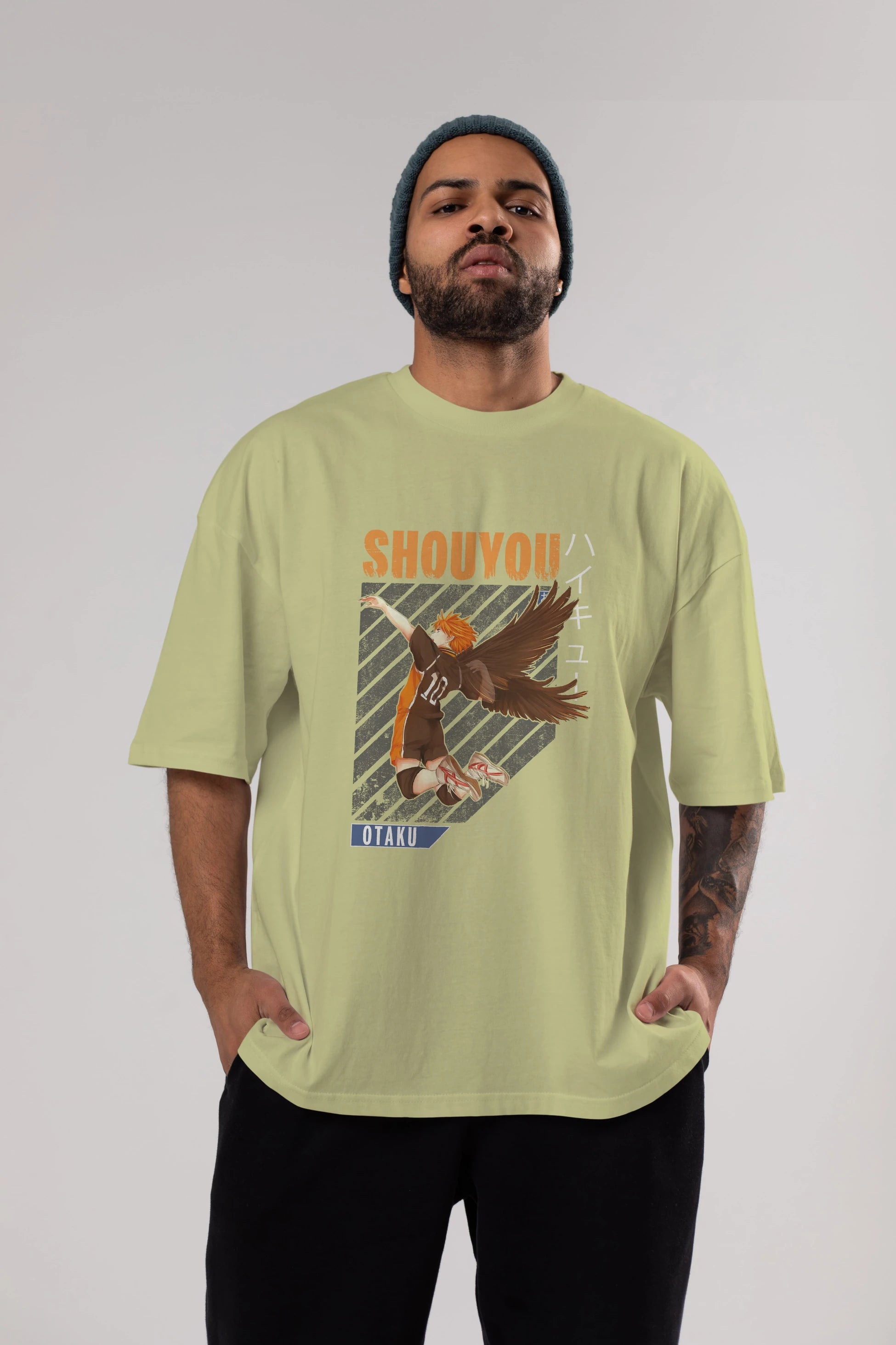 Shouyou Hinata 10 Anime Ön Baskılı Oversize t-shirt %100 pamuk Erkek Kadın Unisex