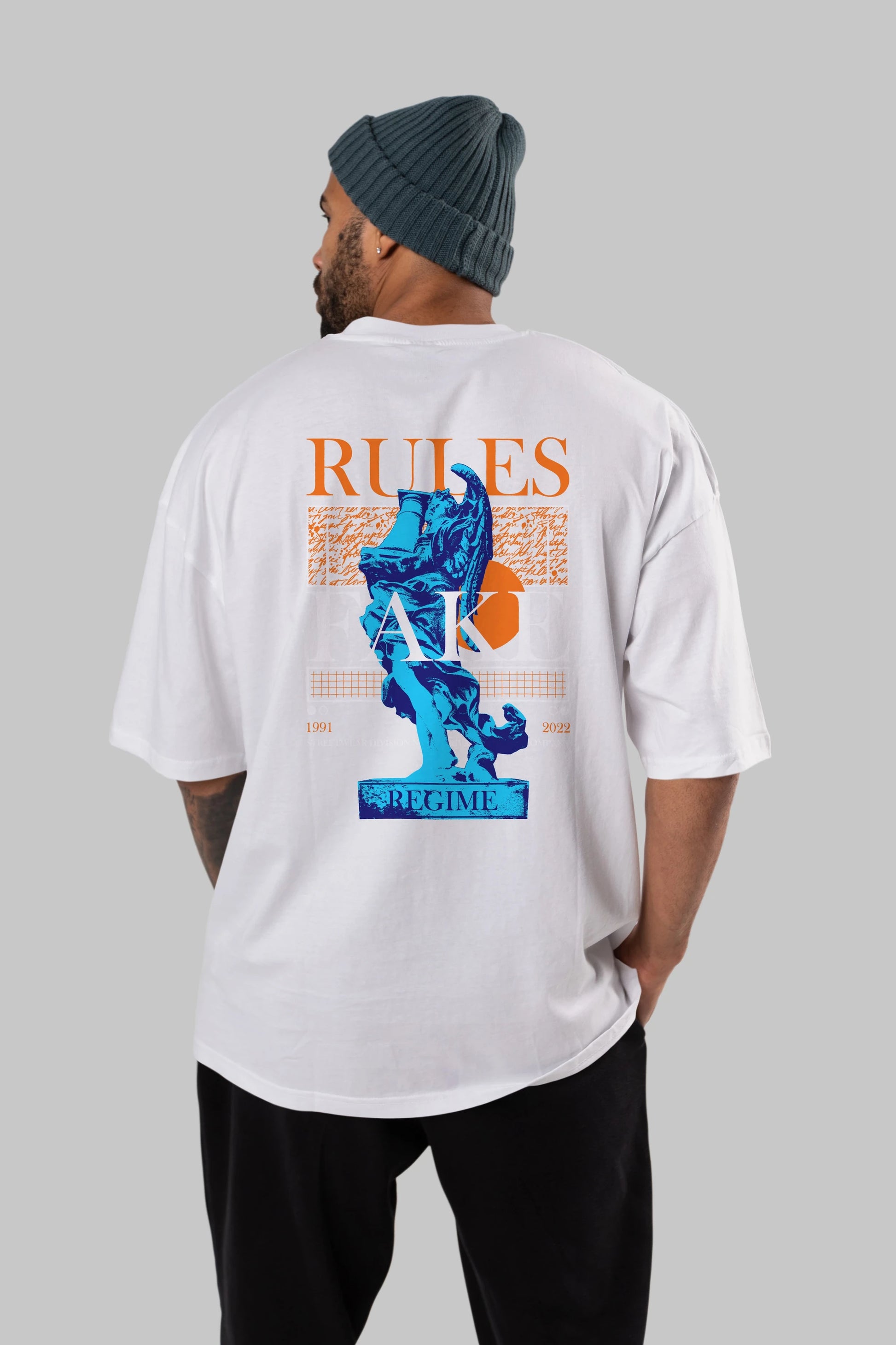 Rules Fake Arka Baskılı Oversize t-shirt Erkek Kadın Unisex