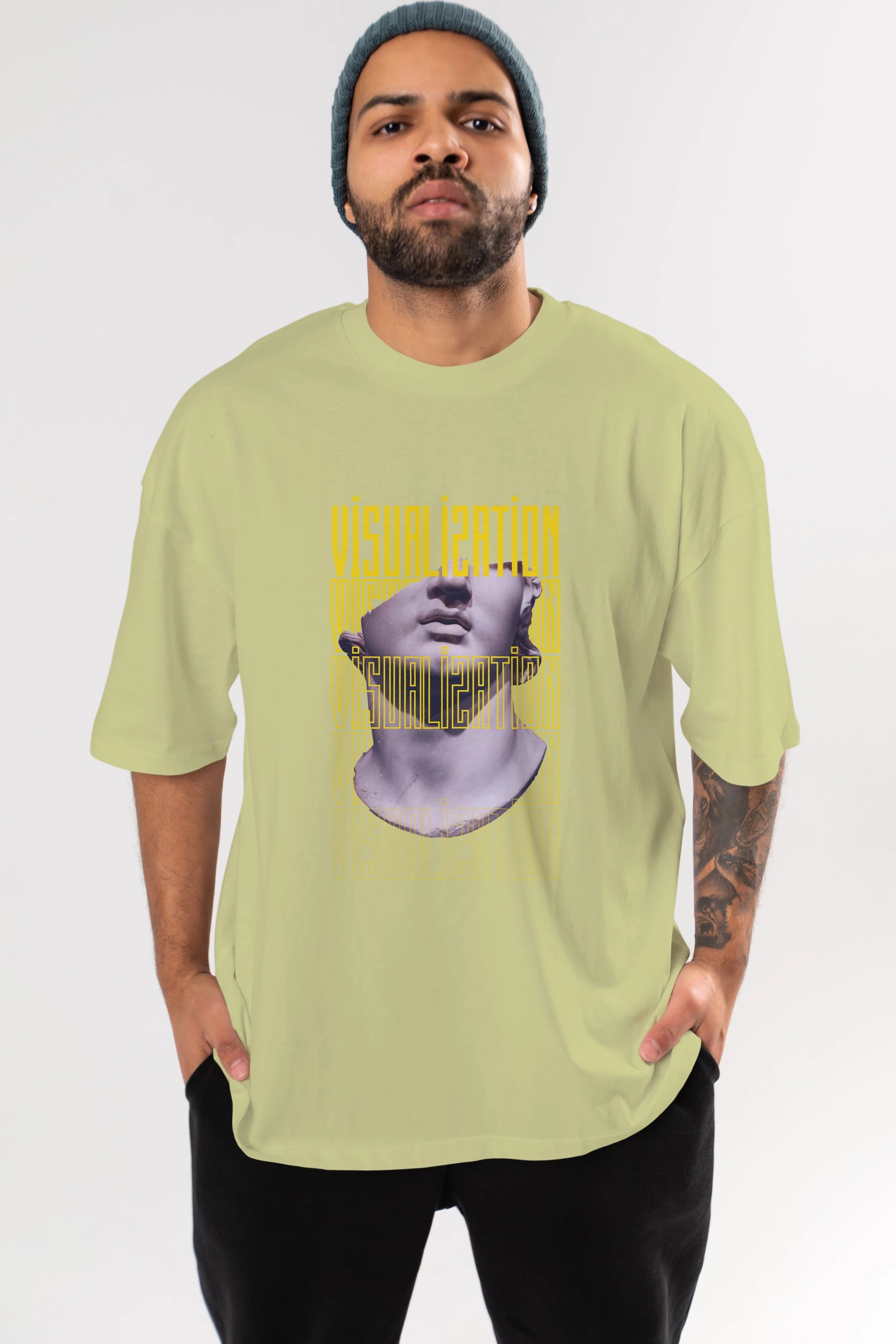 Visualization Yazılı Ön Baskılı Oversize t-shirt Erkek Kadın Unisex