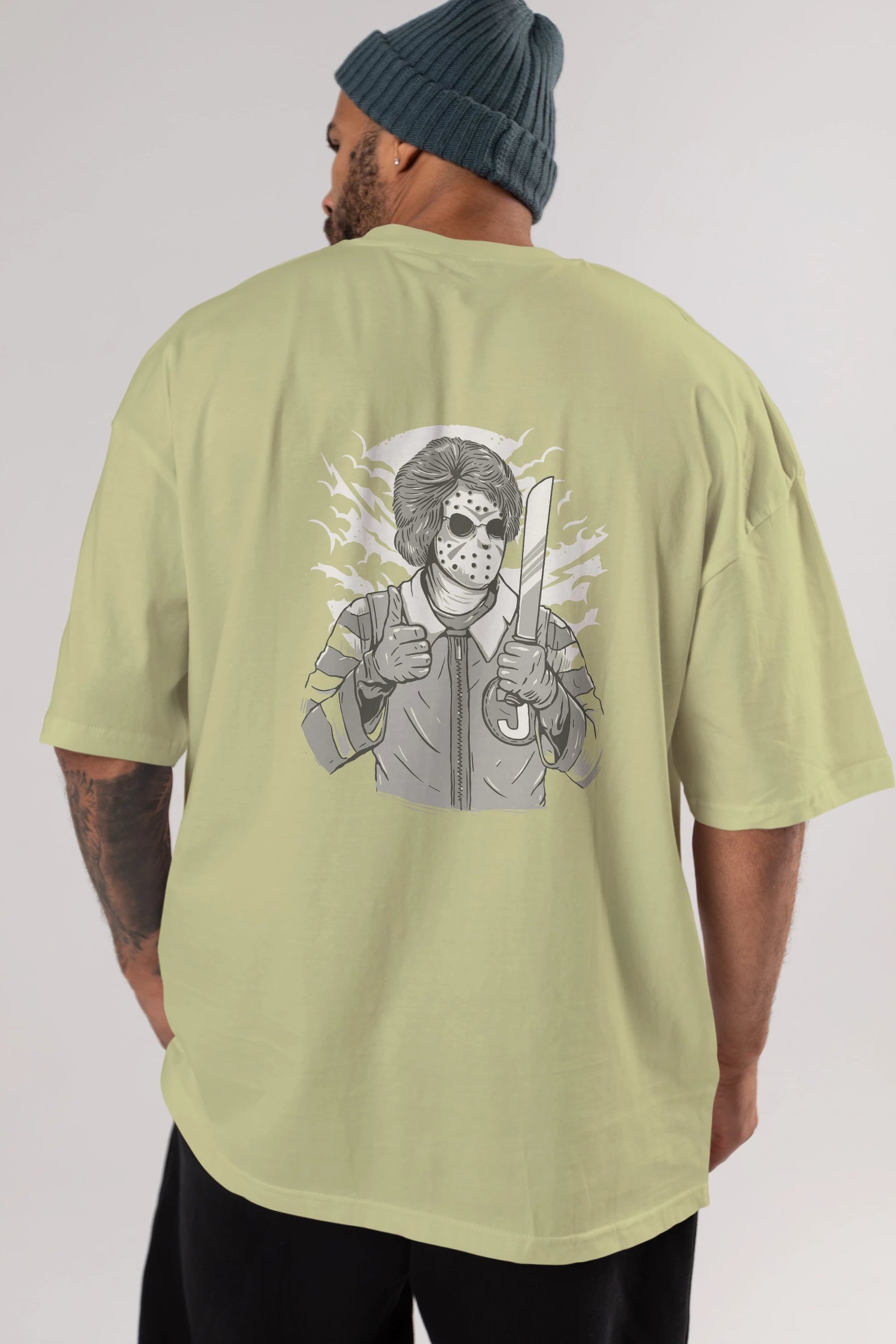 Clown Killer Arka Baskılı Oversize t-shirt Erkek Kadın Unisex %100 Pamuk